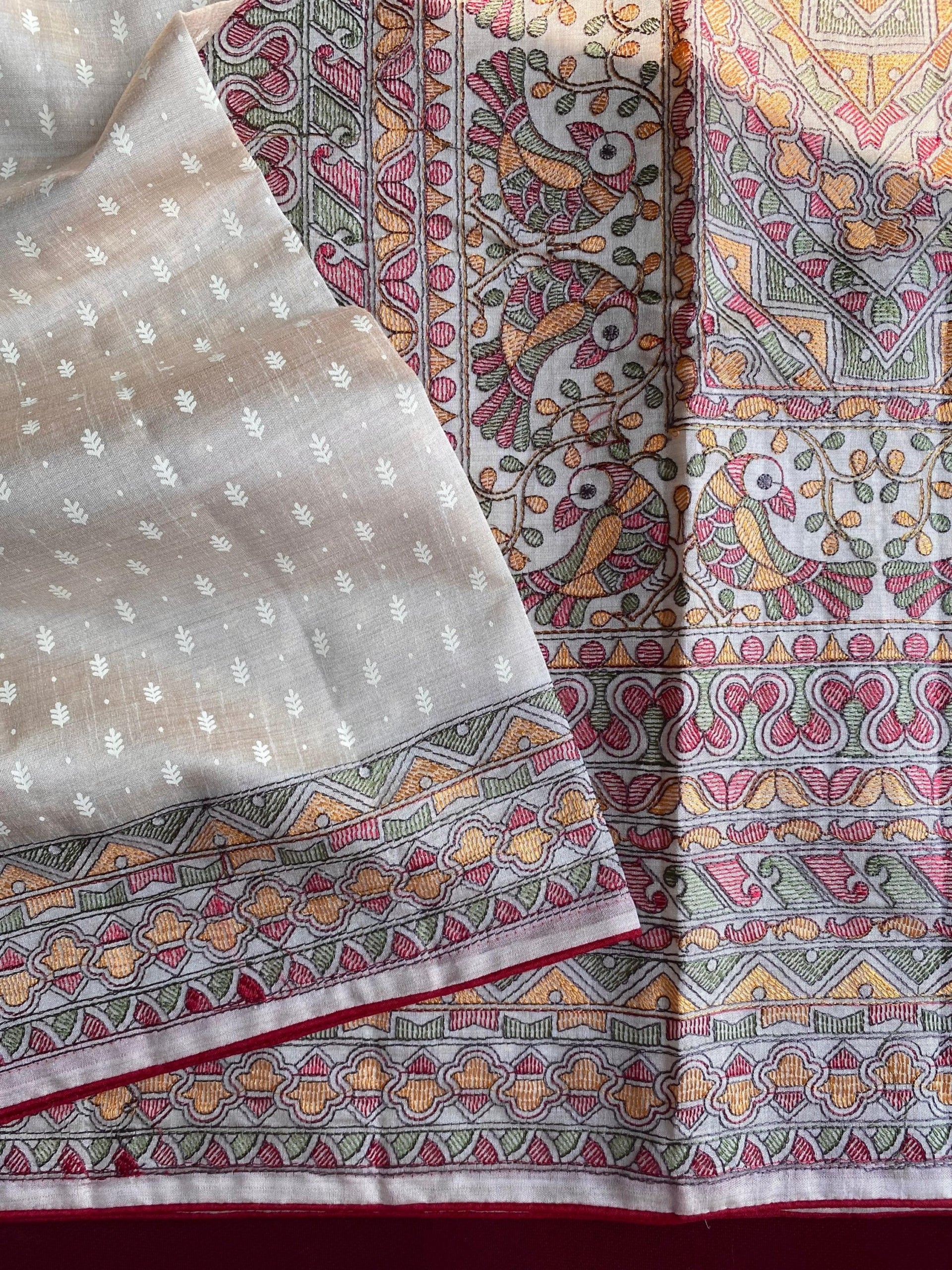 Pure Tussar Saree with Madhubani Embroidery