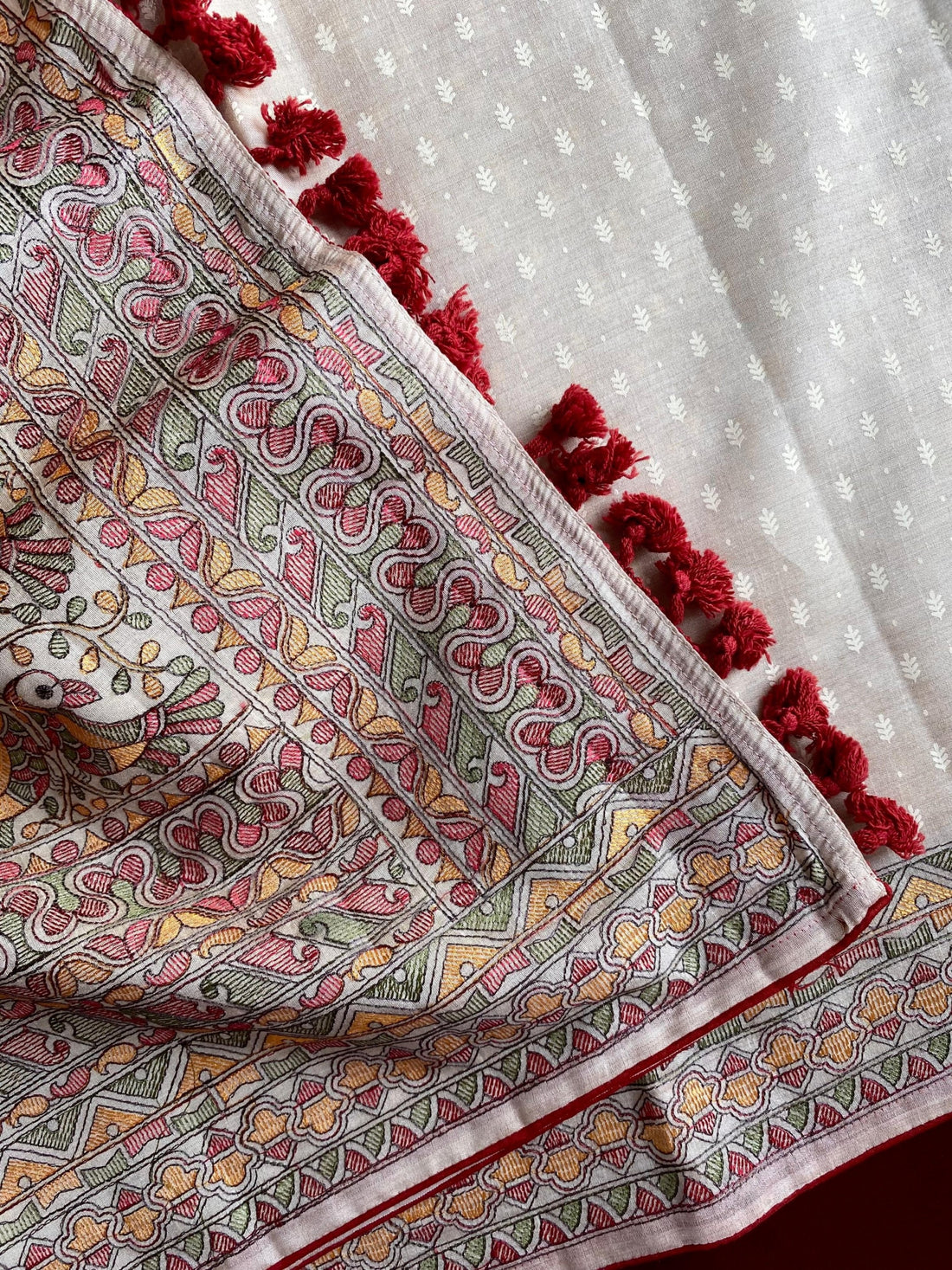 Pure Tussar Saree with Madhubani Embroidery