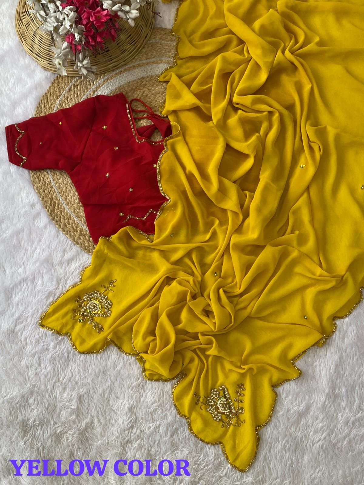 Soft Georgette saree with cutdana work