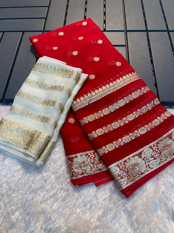 Viscose Georgette Saree With Contrast Running Blouse