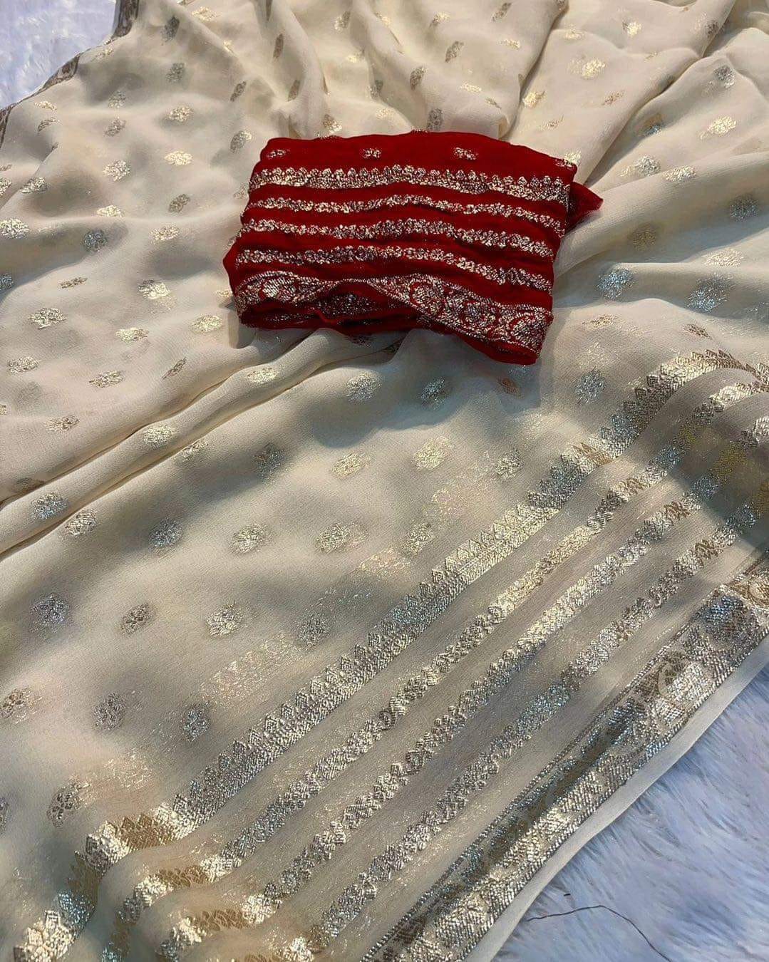 Viscose Georgette Saree With Contrast Running Blouse