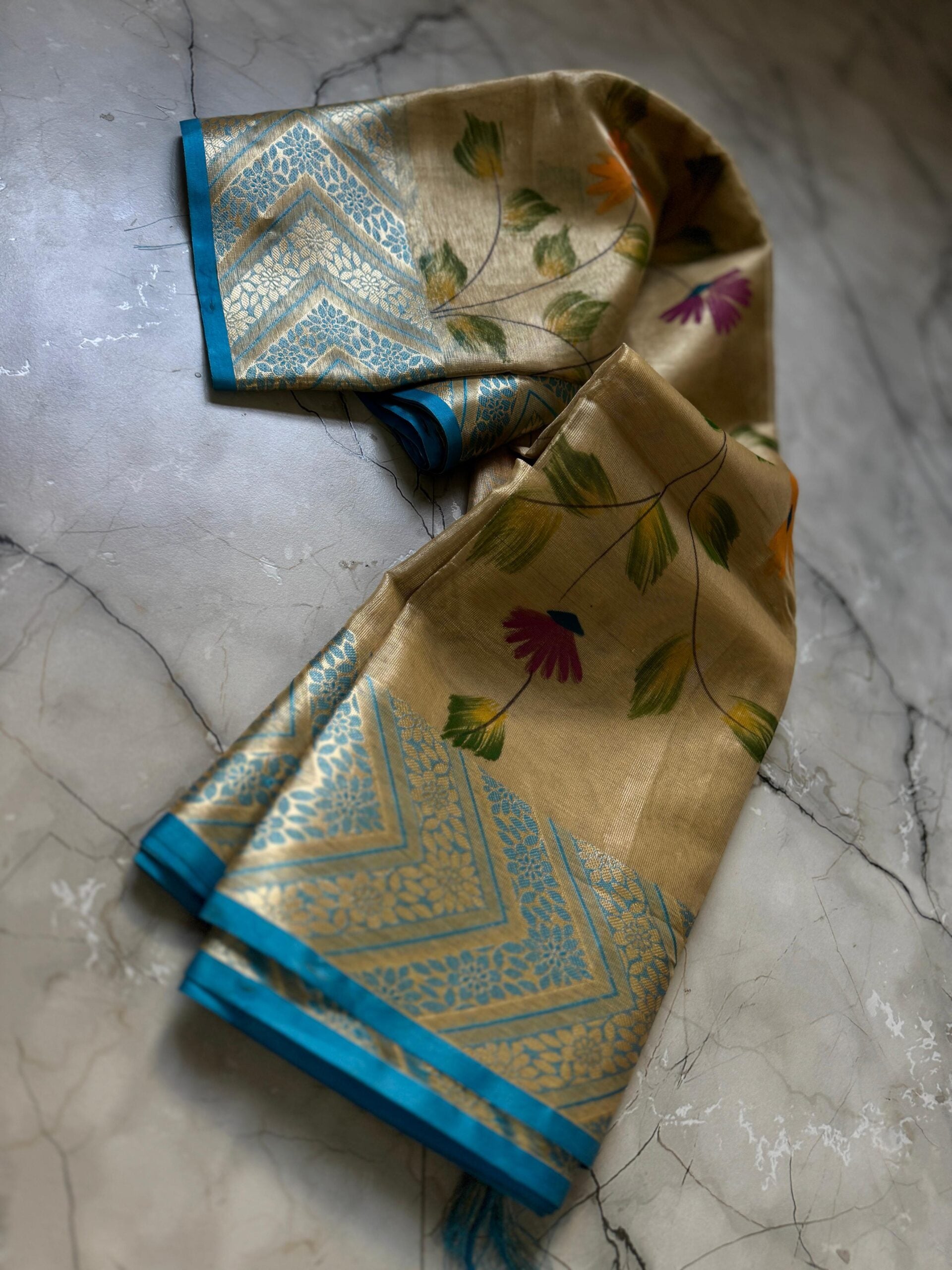Banarasi Tissue Print Design Jaal Butta Zari Saree