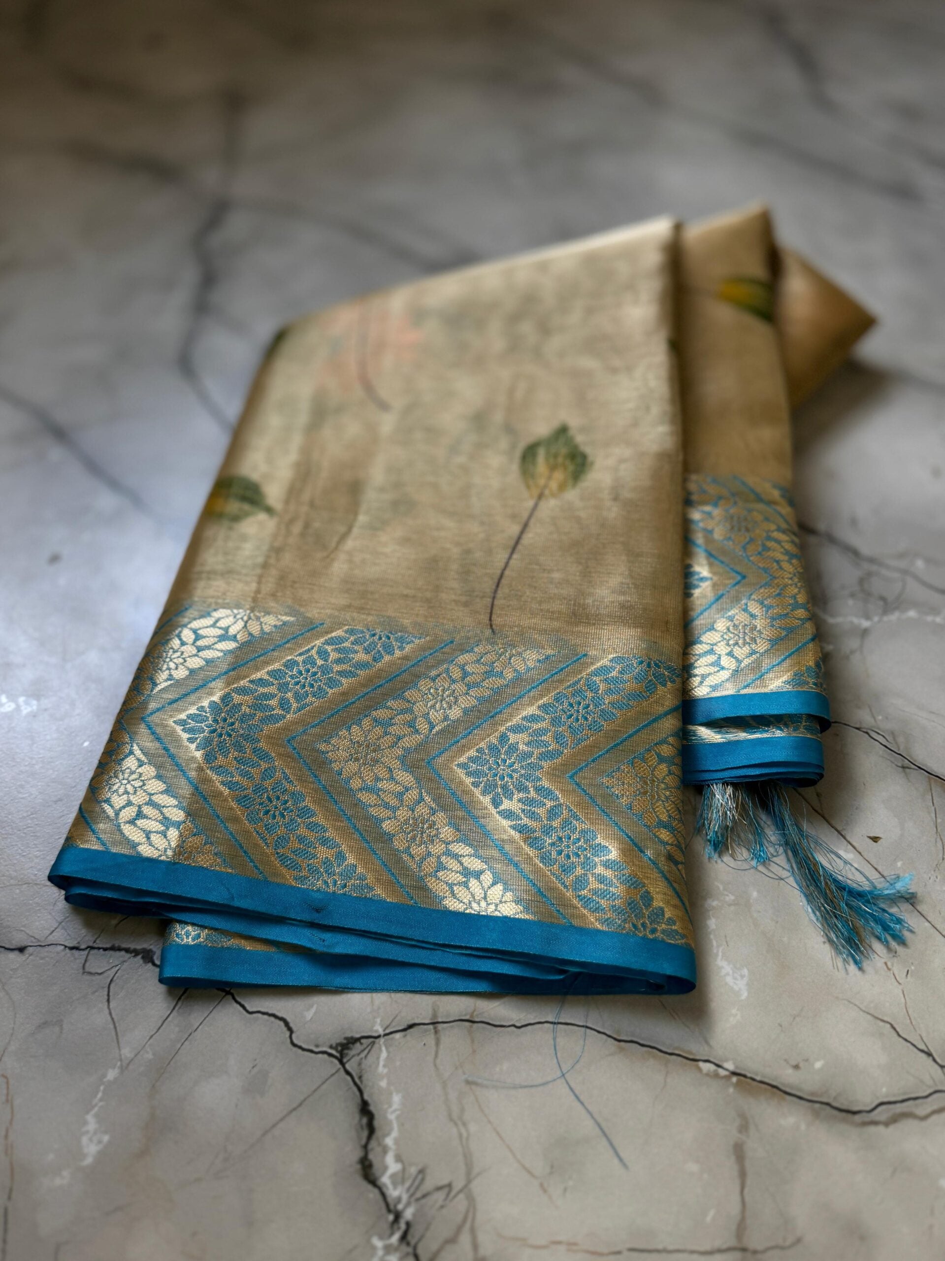 Banarasi Tissue Print Design Jaal Butta Zari Saree