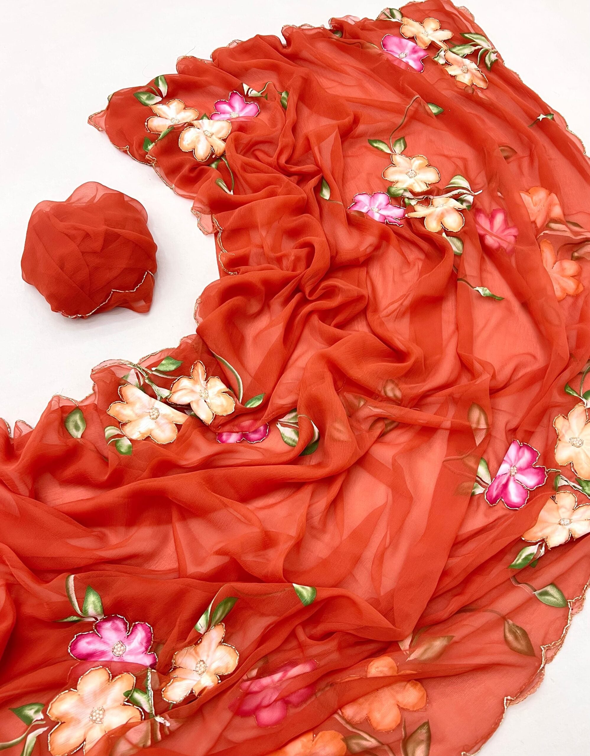 Soft Pure Chiffon Handwork Light Weight Sarees