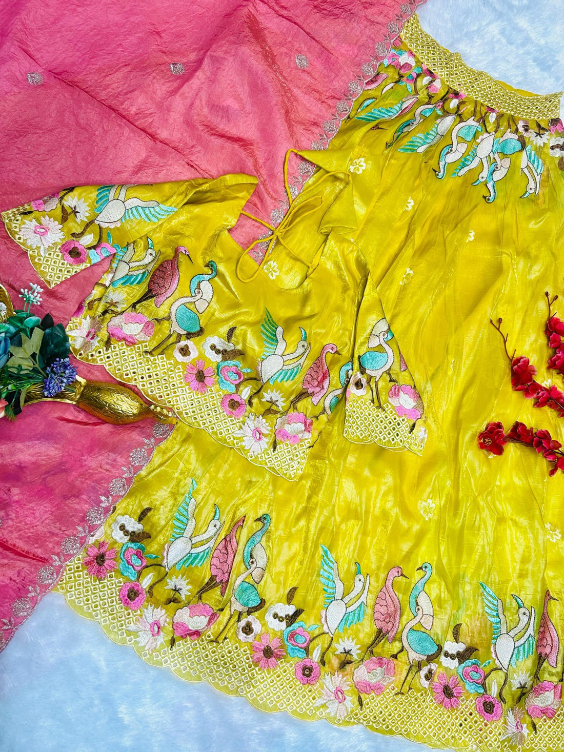 Premium Gold Crush Soft Silk Lehanga