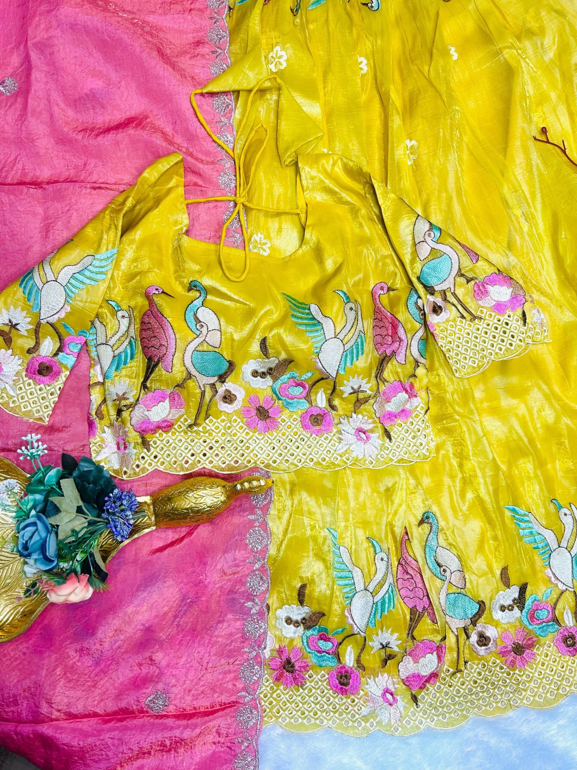 Premium Gold Crush Soft Silk Lehanga