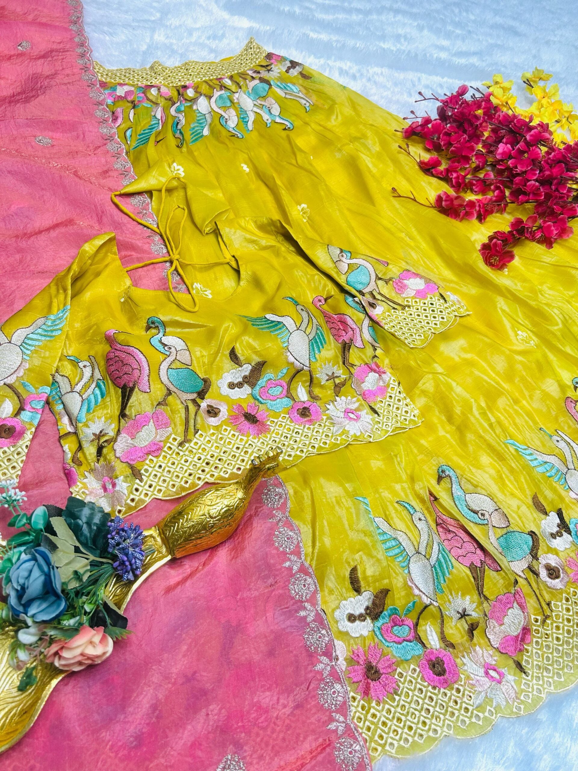 Premium Gold Crush Soft Silk Lehanga