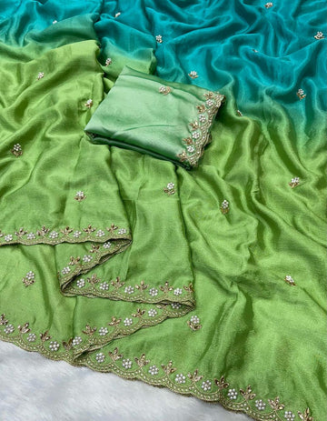 Dual Shaded Trending Chinnon Saree