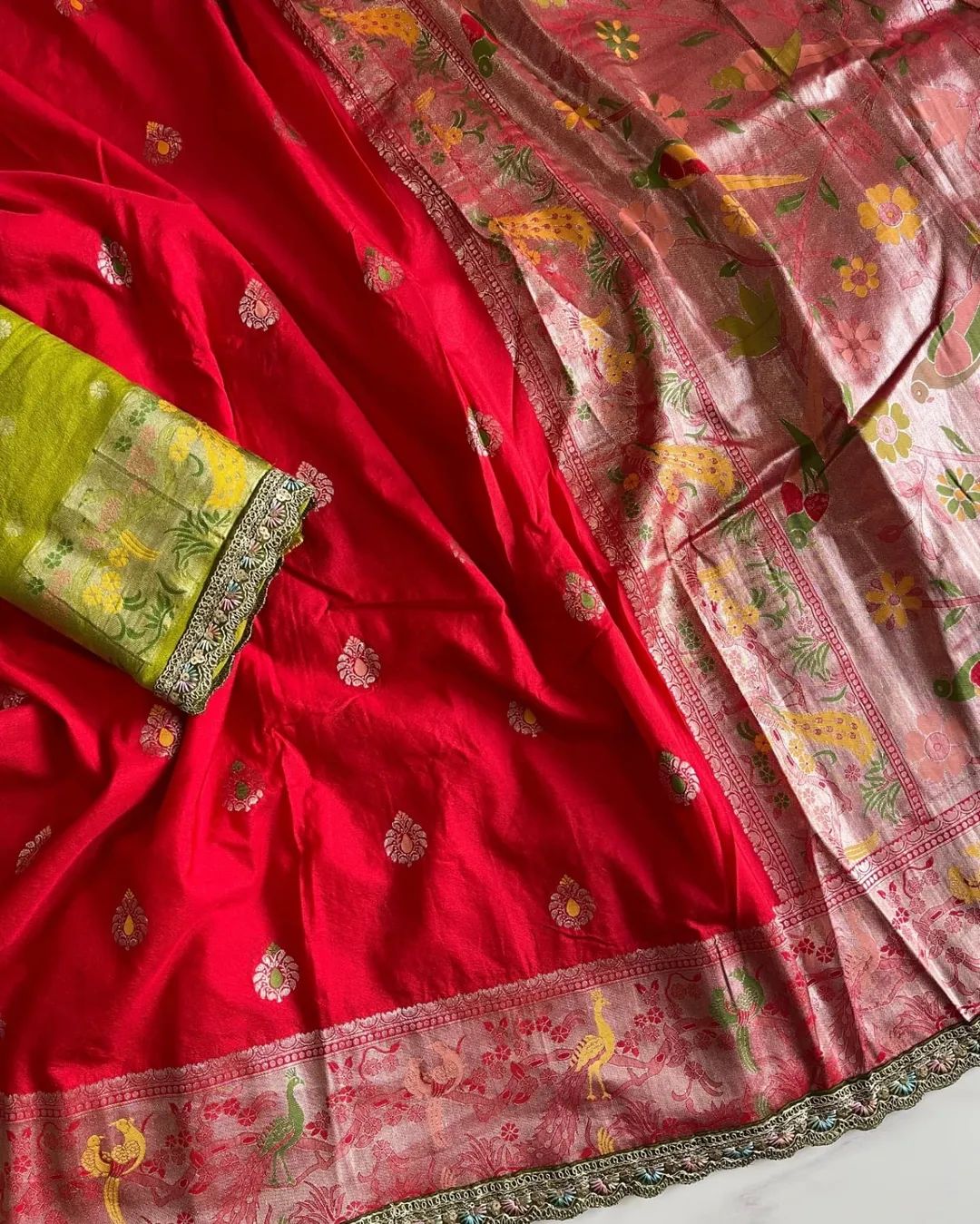 Paithani Silk Pure Nylon Viscose Khadi Crep Georgette Meenakari Jaquard Weaving Border