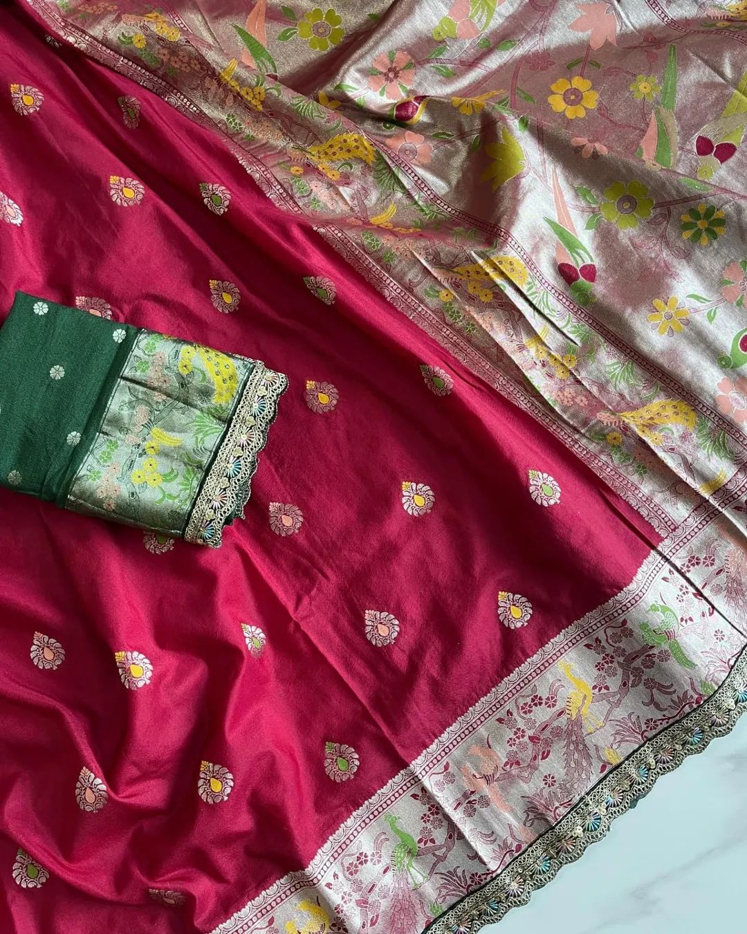 Paithani Silk Pure Nylon Viscose Khadi Crep Georgette Meenakari Jaquard Weaving Border
