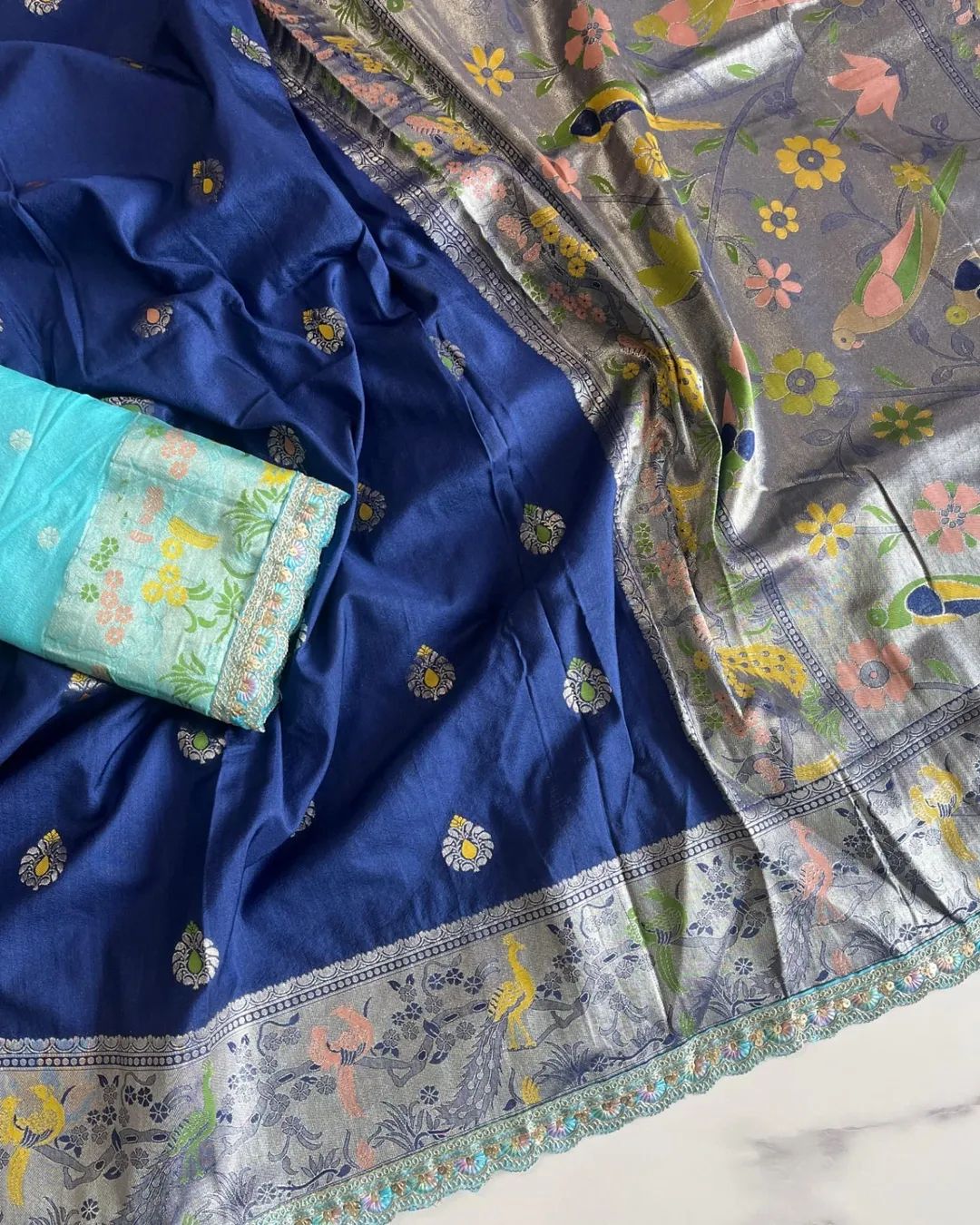 Paithani Silk Pure Nylon Viscose Khadi Crep Georgette Meenakari Jaquard Weaving Border