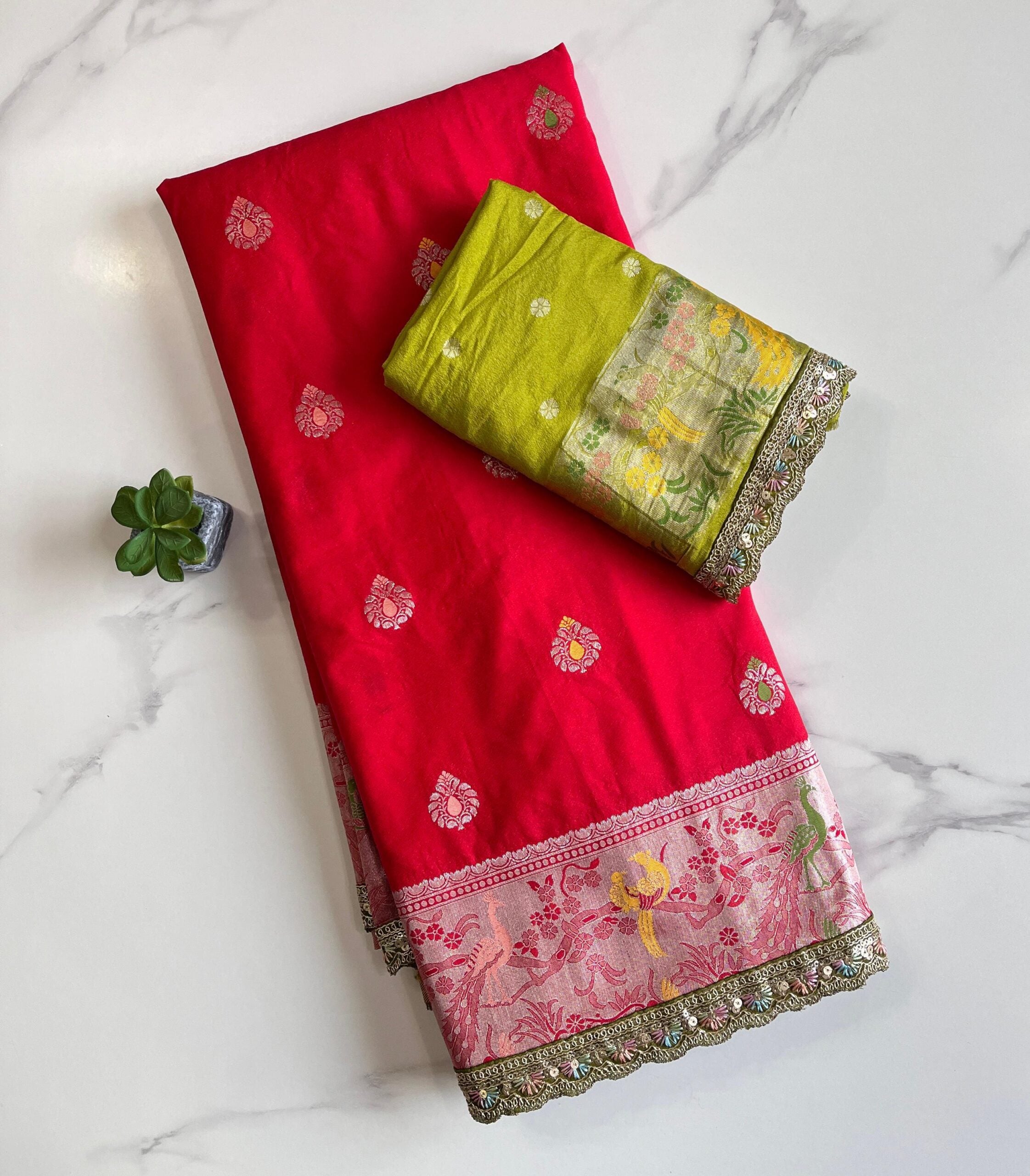 Paithani Silk Pure Nylon Viscose Khadi Crep Georgette Meenakari Jaquard Weaving Border