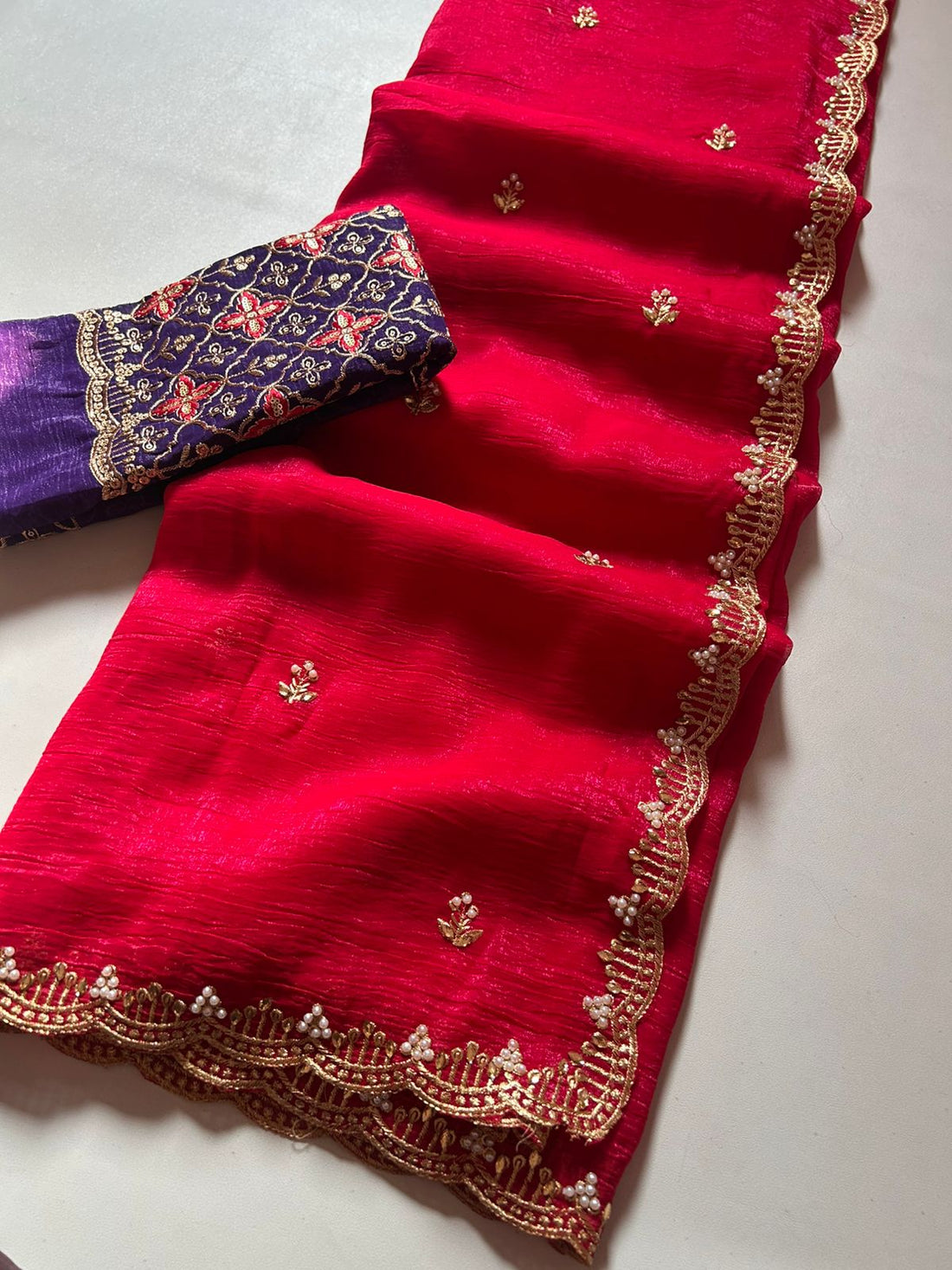 Crunchy Chiffon Crush Silk Saree