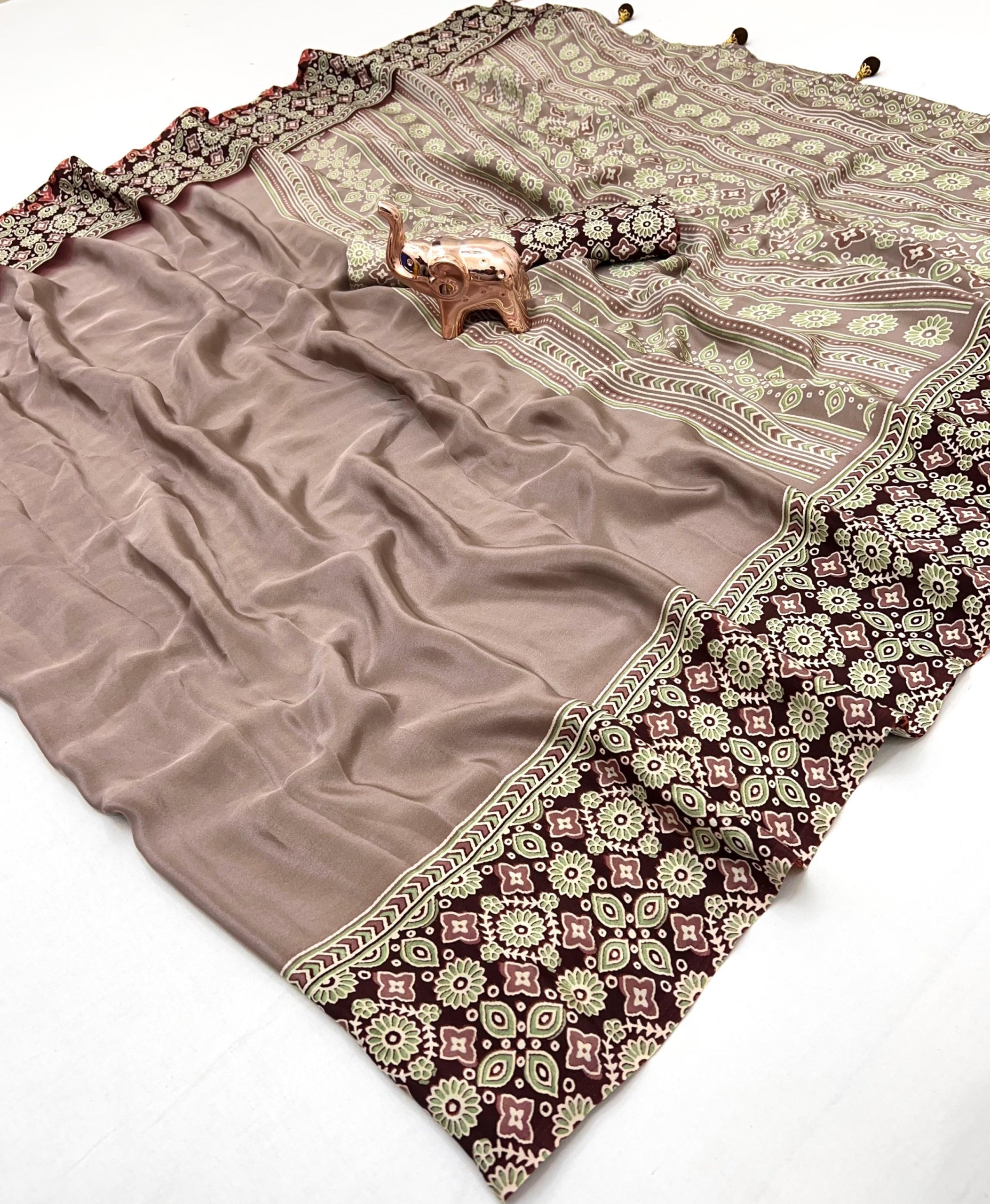 Pure Crape Satin Silk Sarees