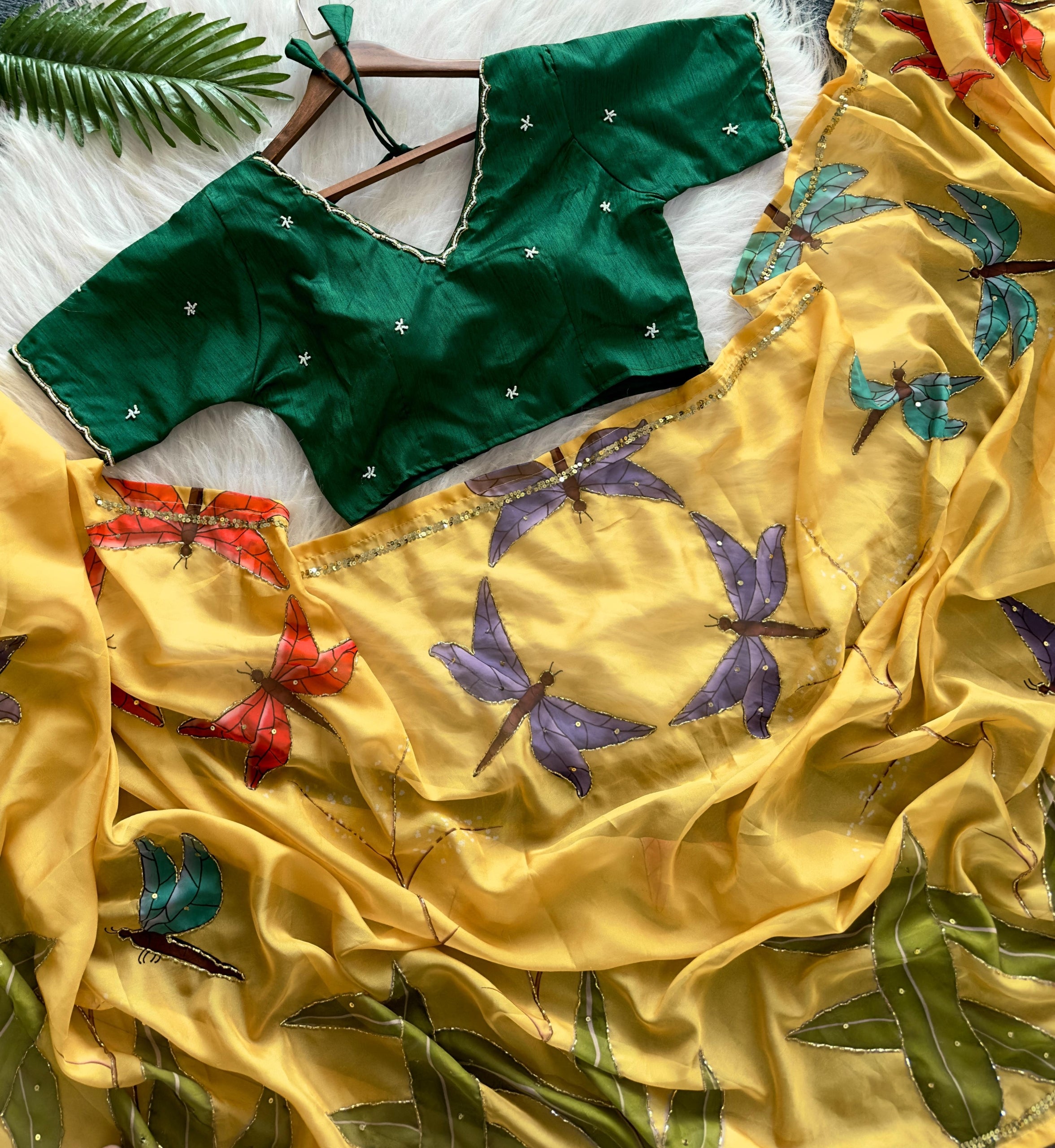 Premium Designer Saree with Stitched Work Blouse Free Size 38