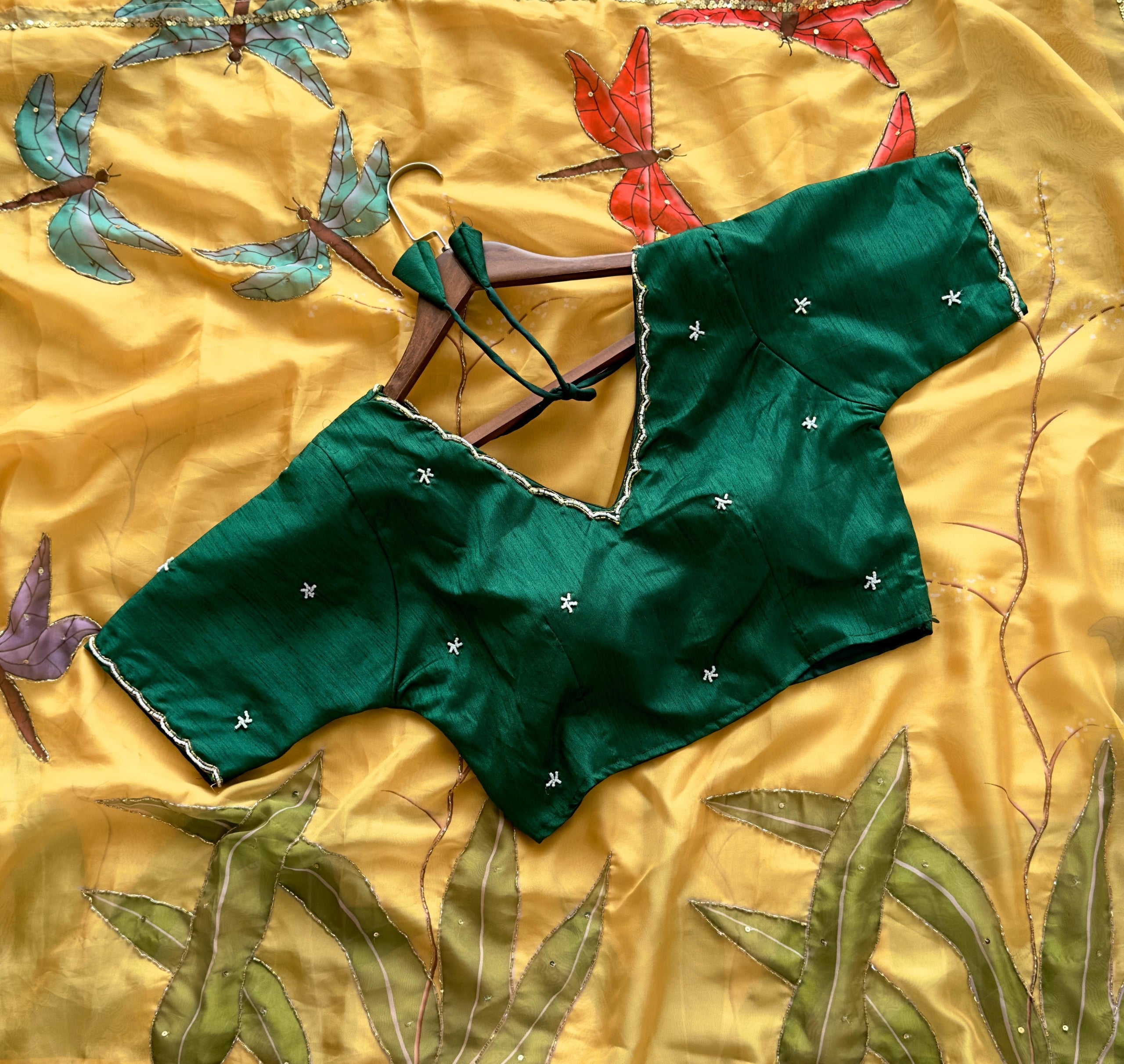 Premium Designer Saree with Stitched Work Blouse Free Size 38
