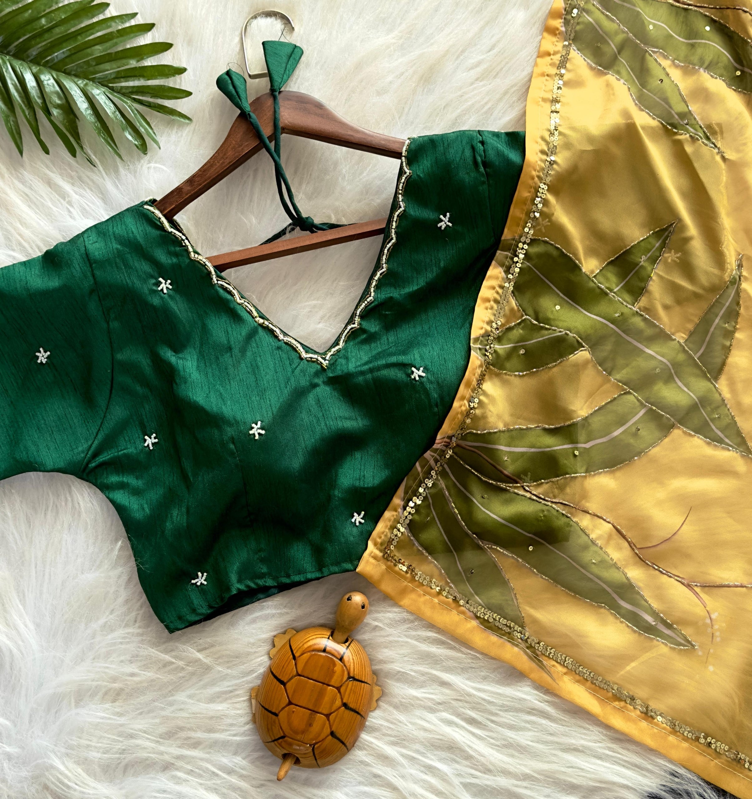 Premium Designer Saree with Stitched Work Blouse Free Size 38