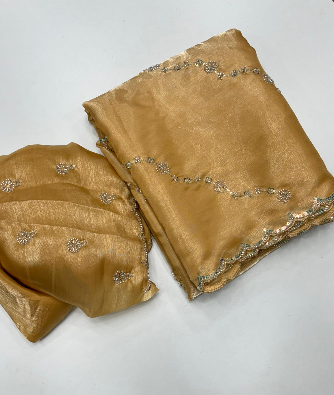 Premium Fendy Satin with Maggam Work