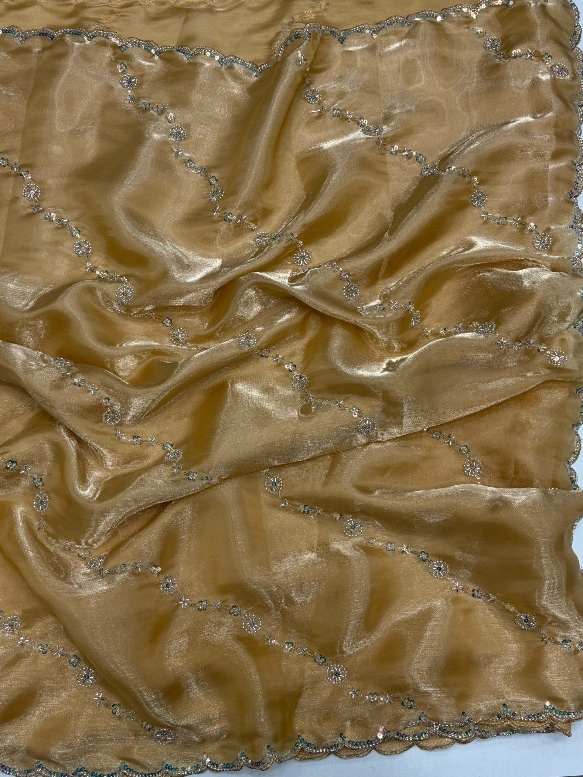 Premium Fendy Satin with Maggam Work