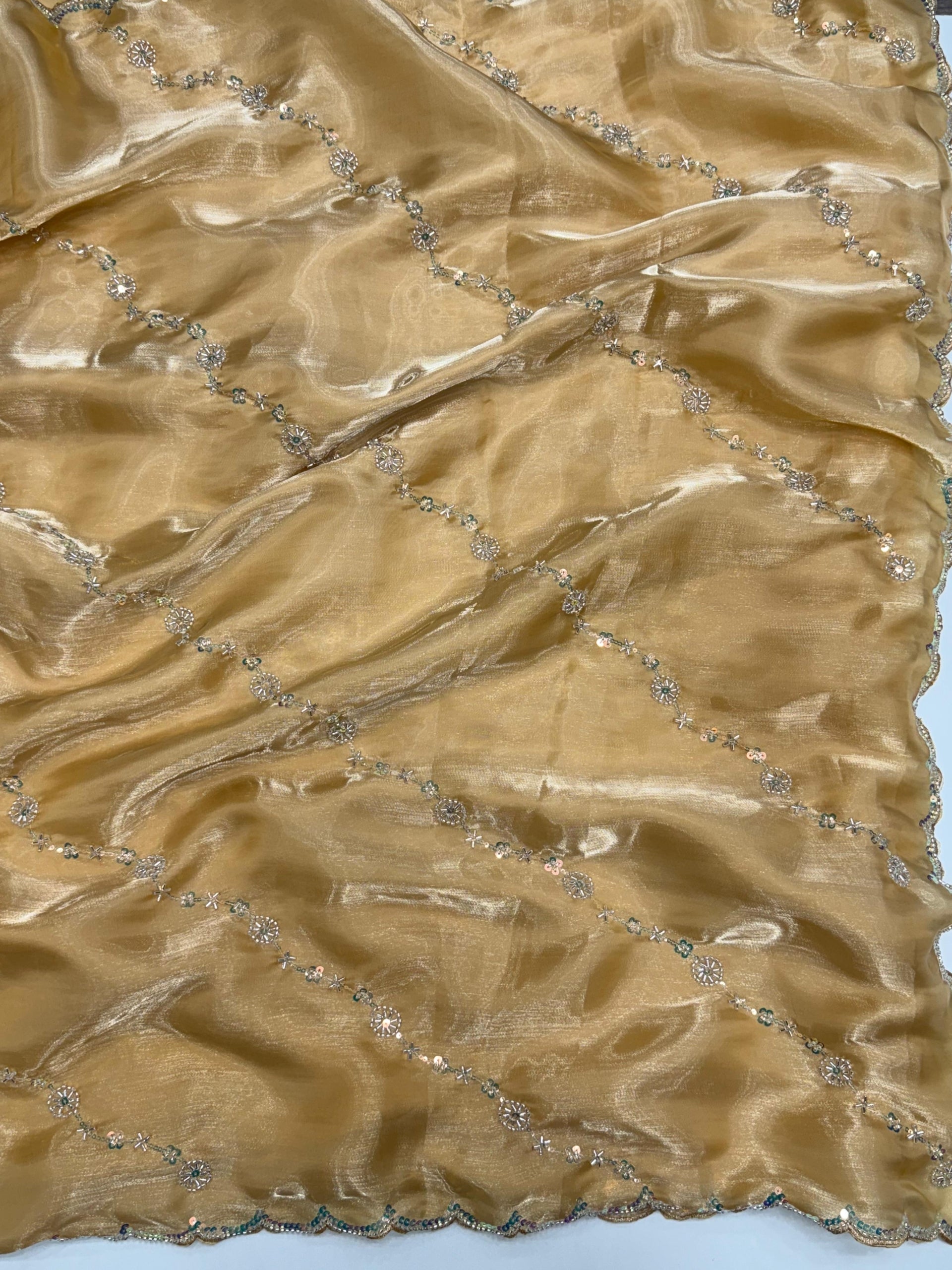 Premium Fendy Satin with Maggam Work