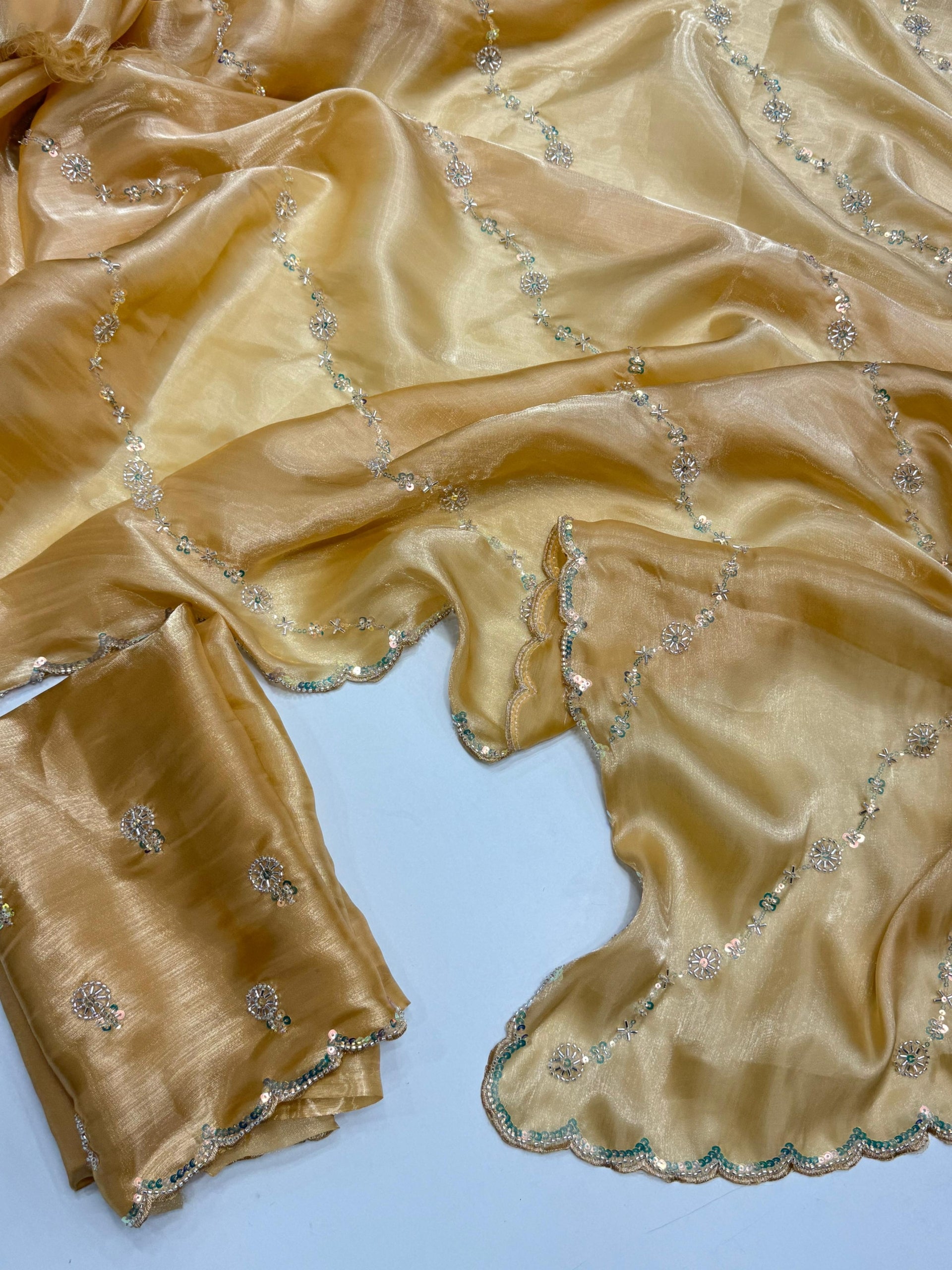 Premium Fendy Satin with Maggam Work