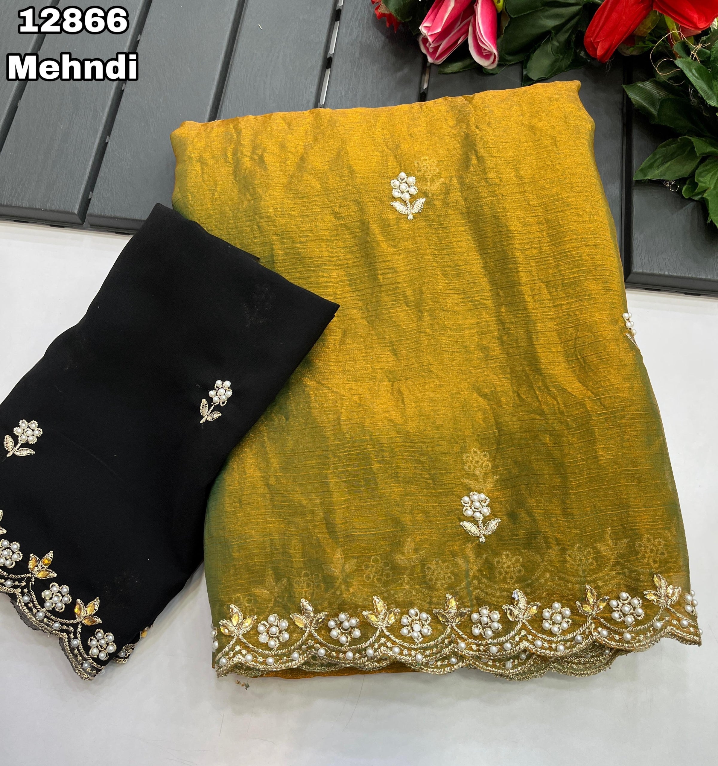 Premium Space Silk Fendy Chiffon Saree