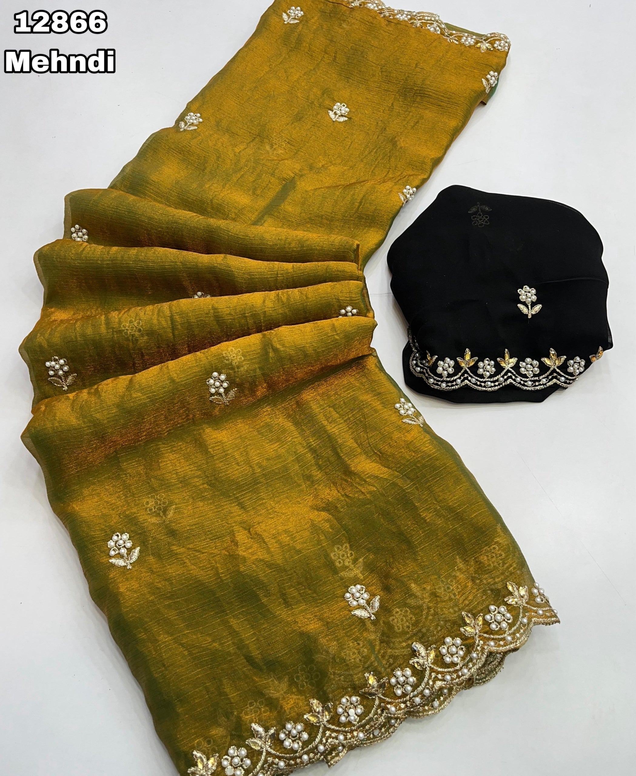 Premium Space Silk Fendy Chiffon Saree