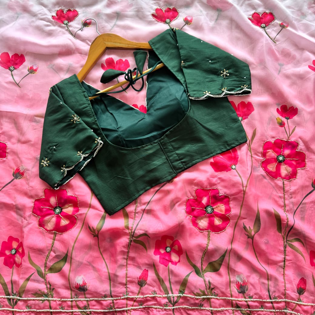Premium Handwork Soft Organza Sarees with Readymade Blouse