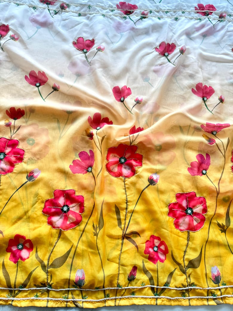 Premium Handwork Soft Organza Sarees with Readymade Blouse