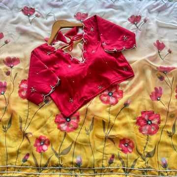 Premium Handwork Soft Organza Sarees with Readymade Blouse