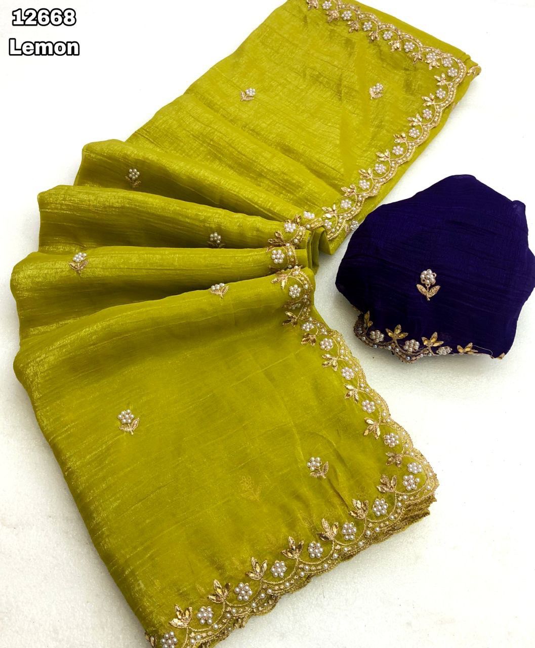 Premium Crunchy Chiffon Silk Saree