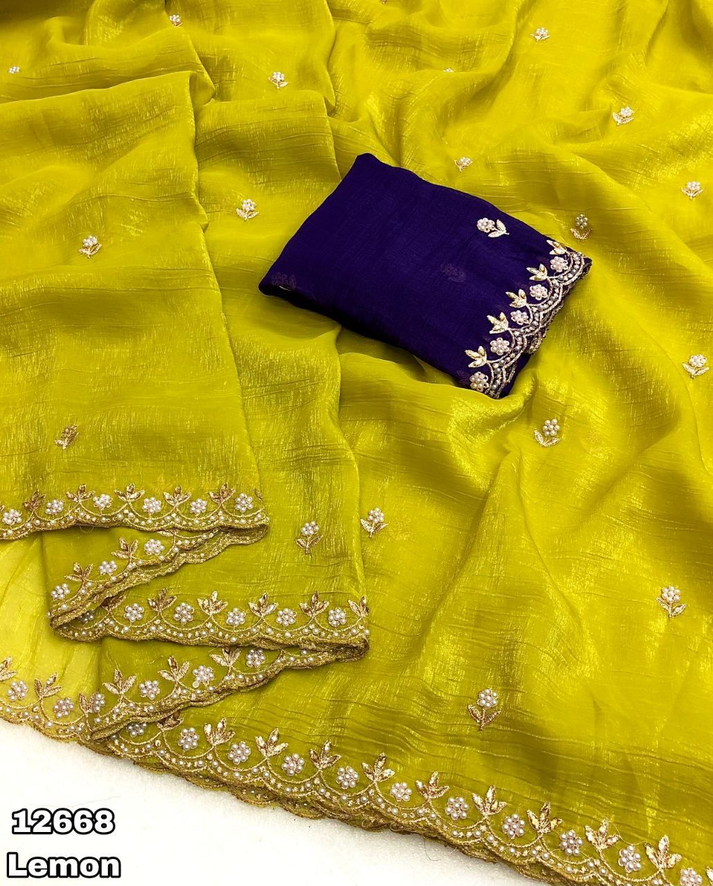 Premium Crunchy Chiffon Silk Saree