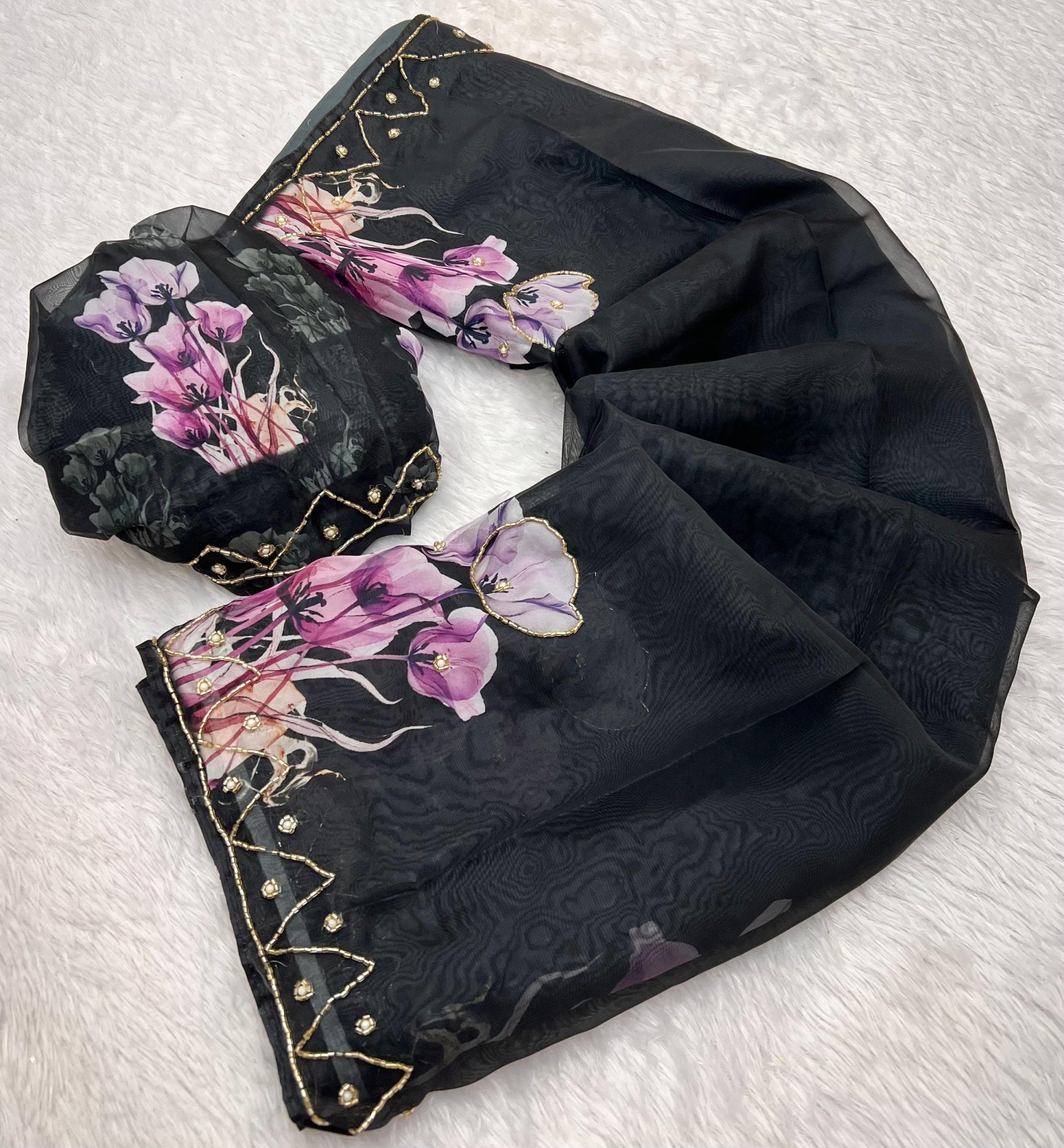 Pure Tebby Silk Saree with Handwork