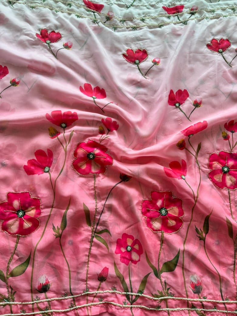 Premium Handwork Soft Organza Sarees with Readymade Blouse