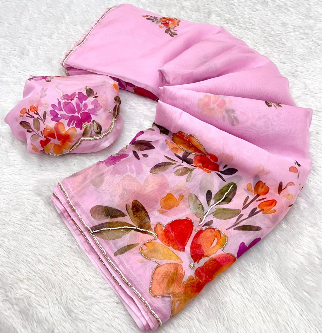 Pure Tebby Silk Handwork Saree
