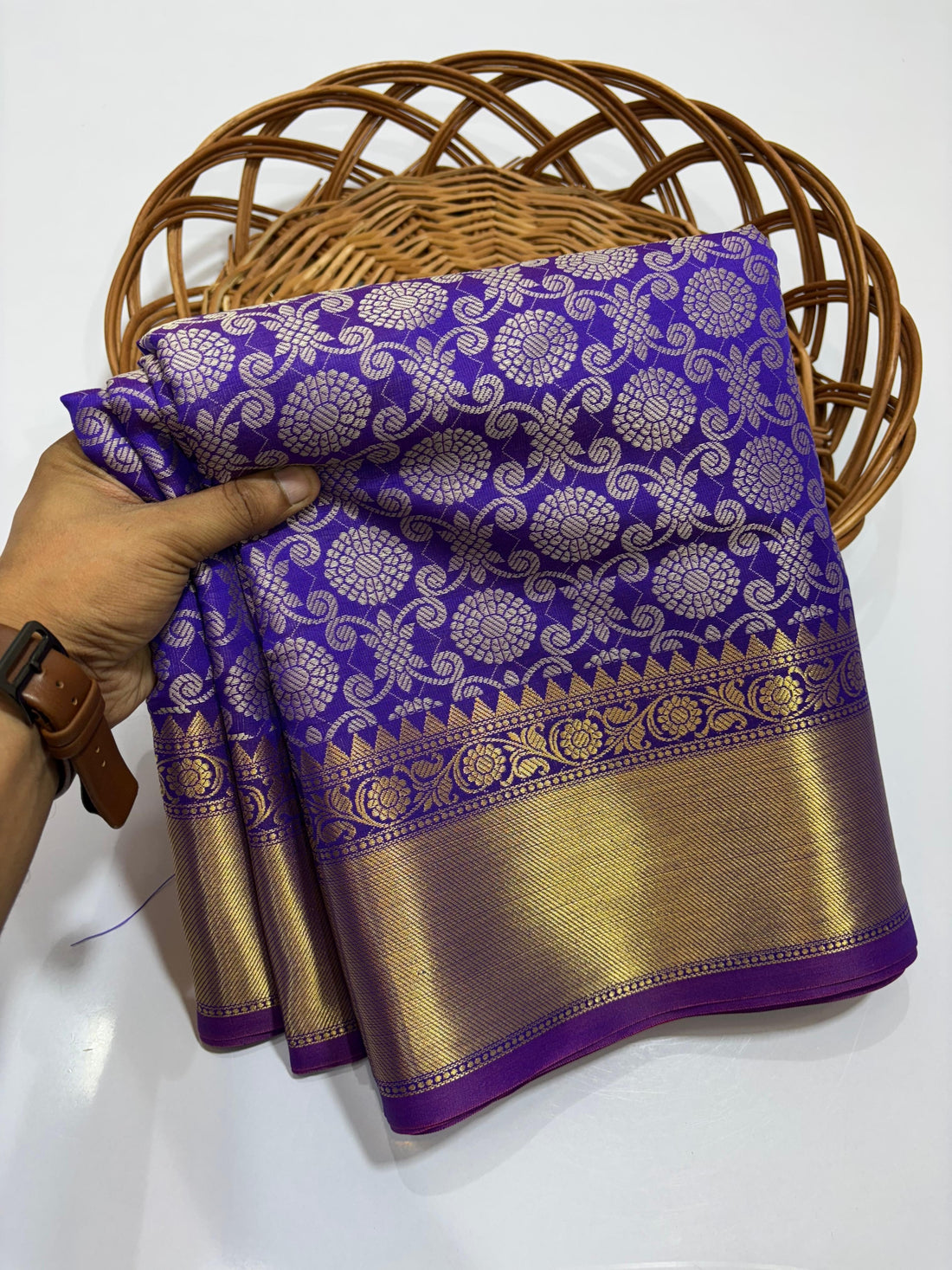 Premium Gold Banarasi Tissue Silk Saree Copy