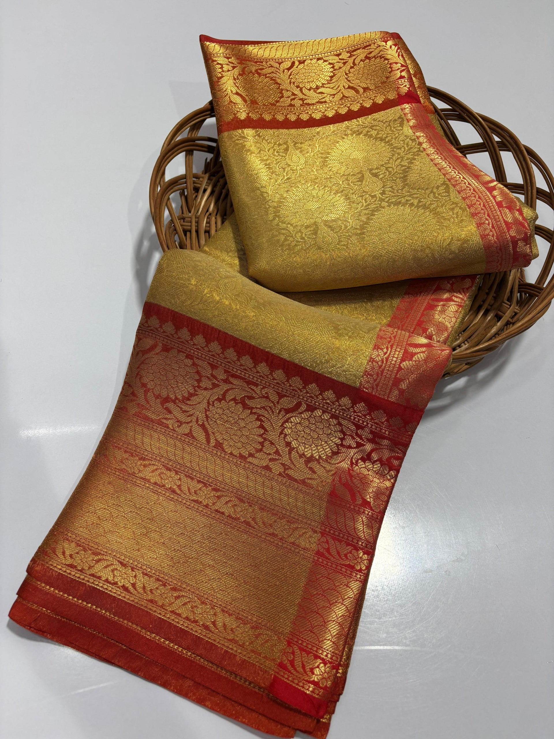 Premium Gold Banarasi Tissue Silk Saree