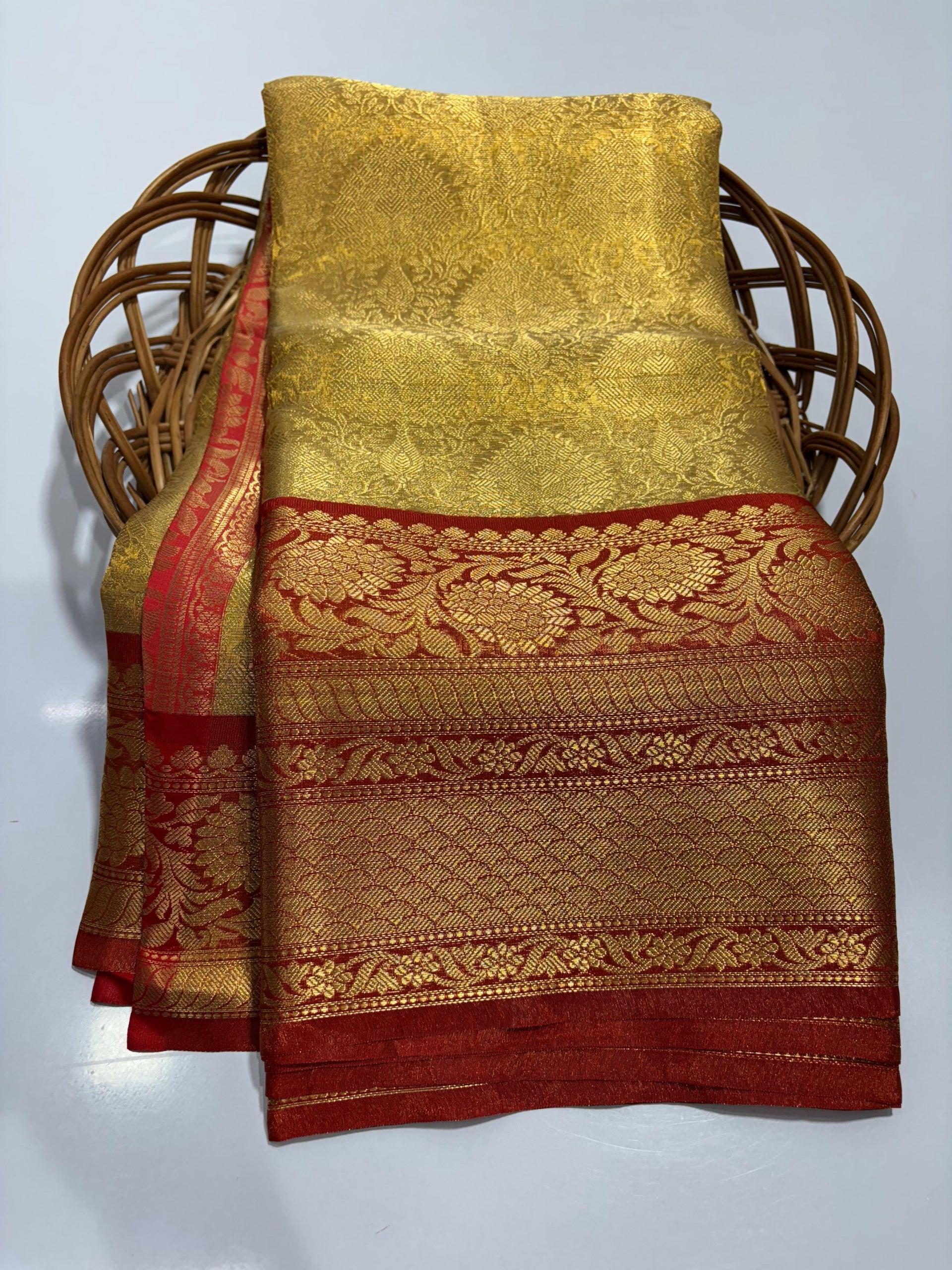 Premium Gold Banarasi Tissue Silk Saree