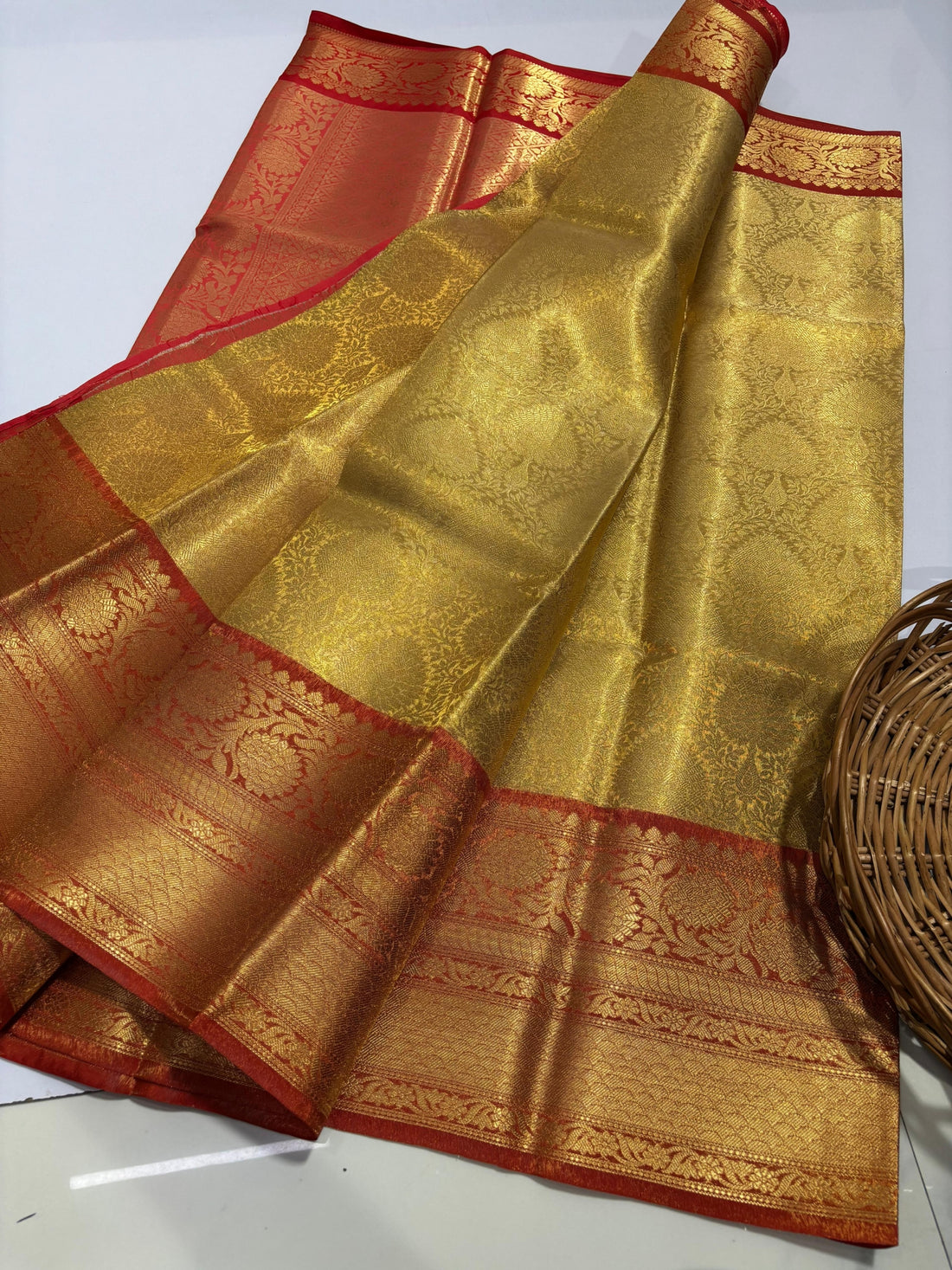 Premium Gold Banarasi Tissue Silk Saree