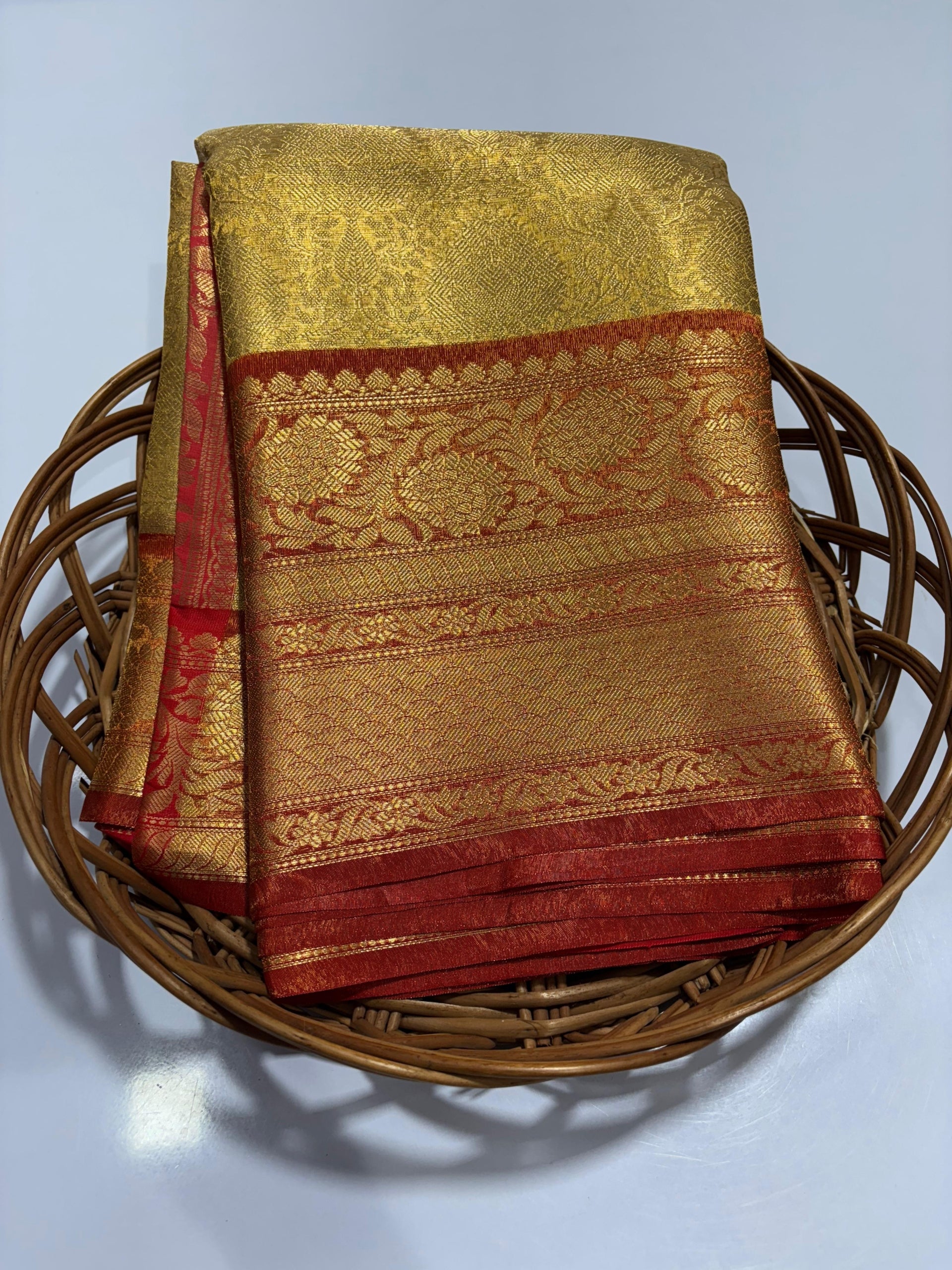 Premium Gold Banarasi Tissue Silk Saree