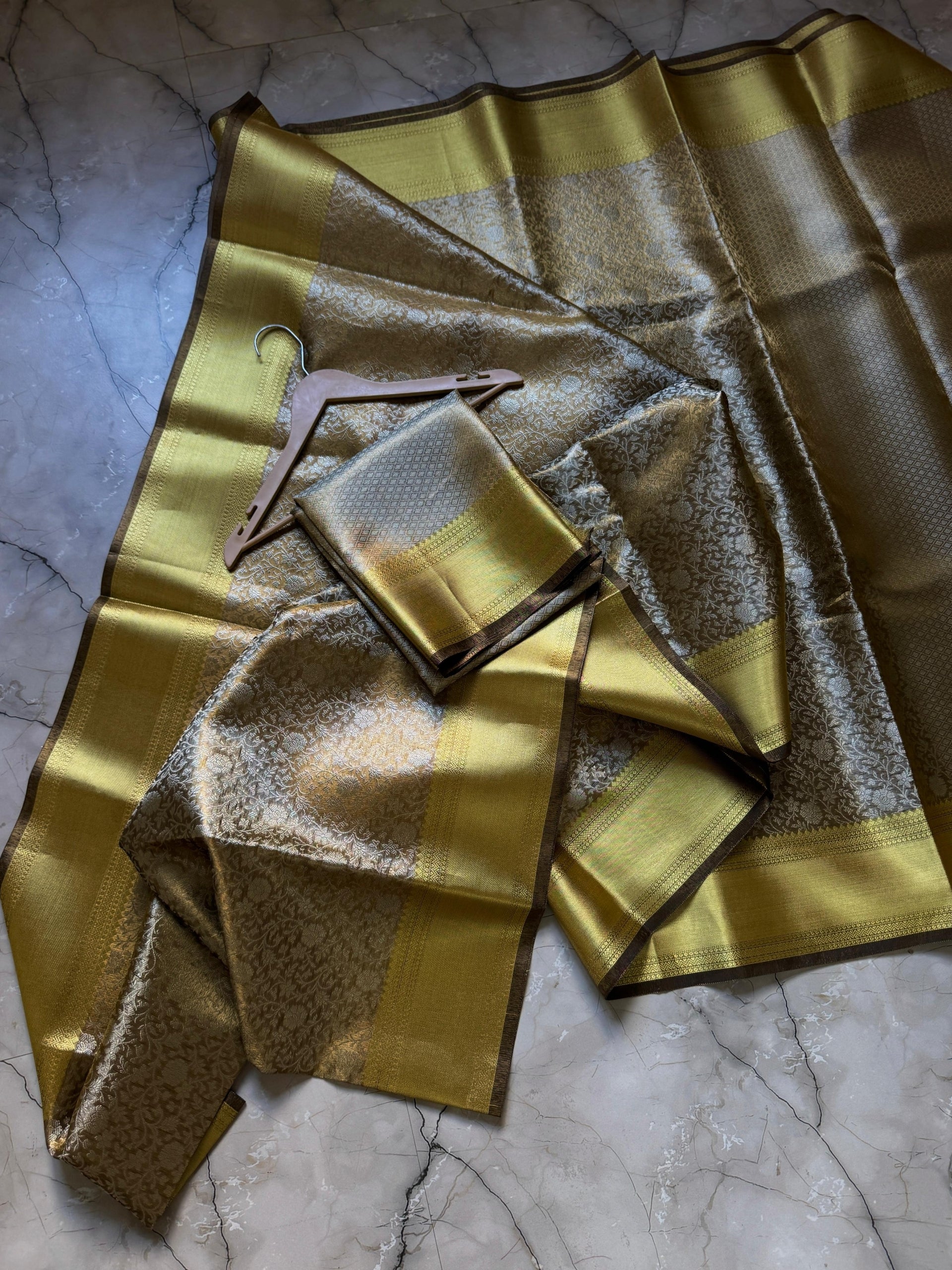 Premium Banarasi Soft Copper Tissue Silk Saree