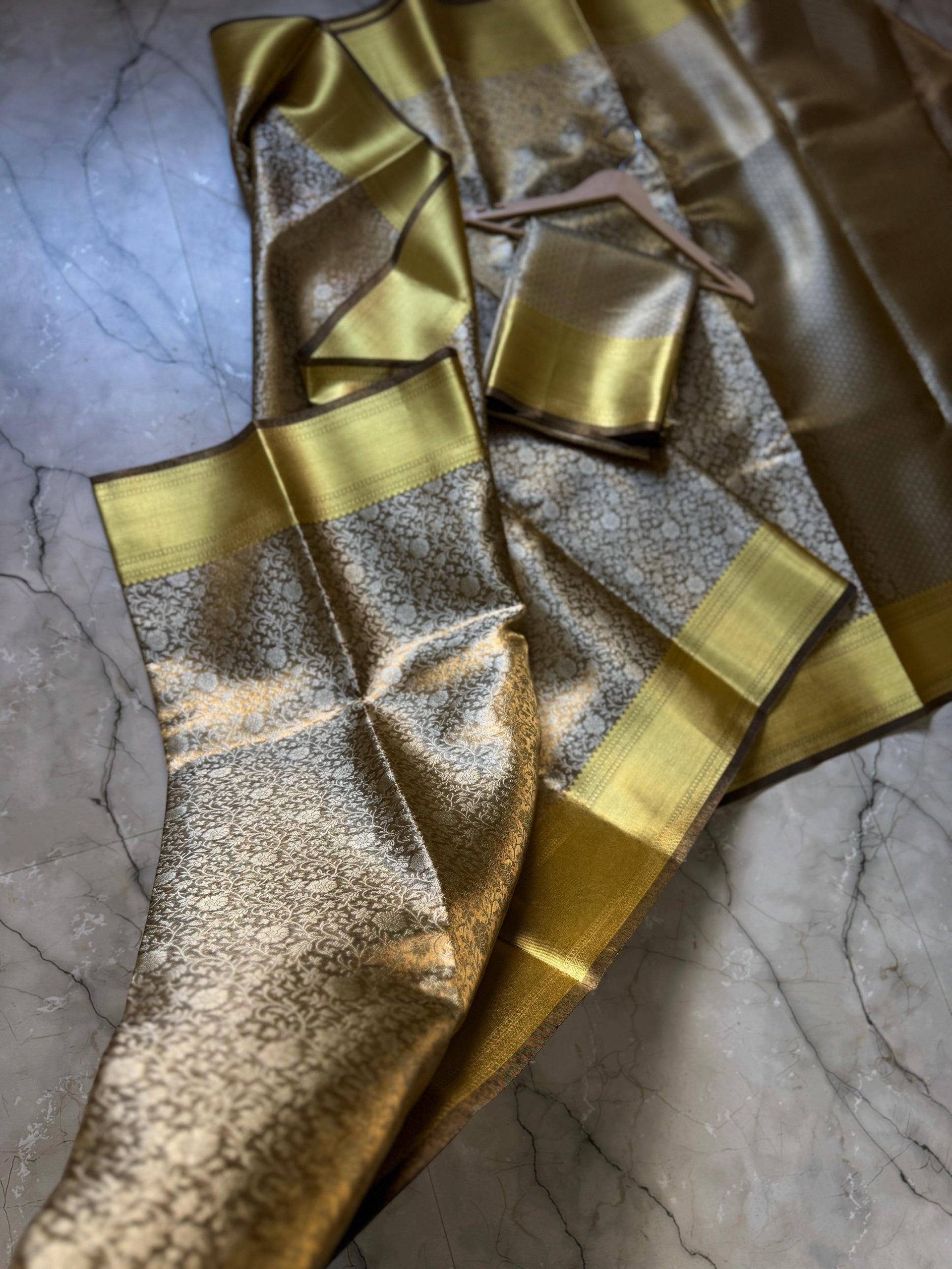 Premium Banarasi Soft Copper Tissue Silk Saree