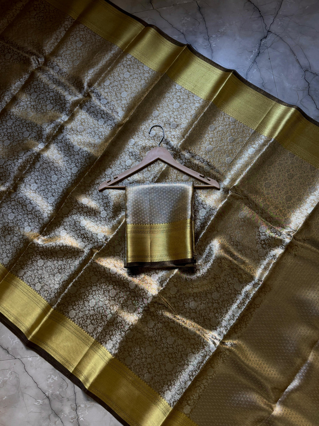 Premium Banarasi Soft Copper Tissue Silk Saree