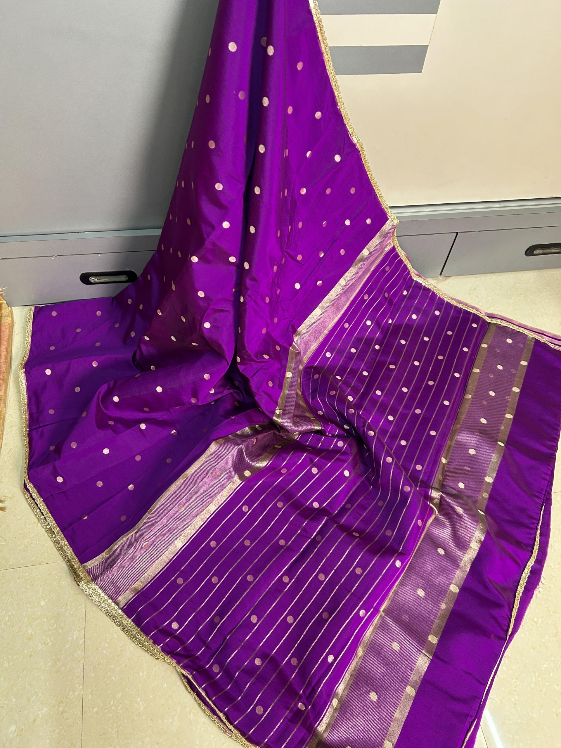 Tamanna Ma’am Inspired Border Lace Soft Katan Silk Saree