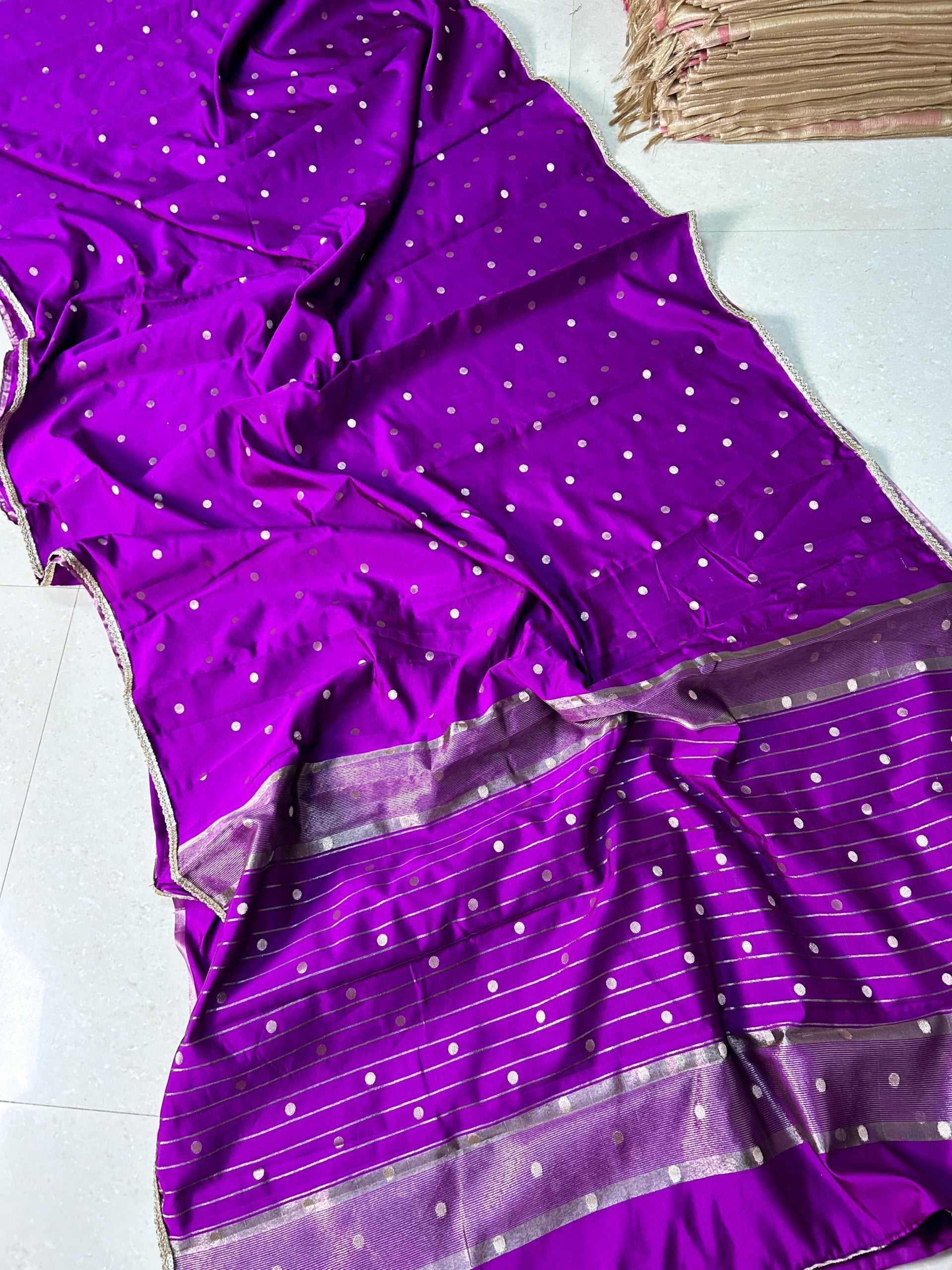Tamanna Ma’am Inspired Border Lace Soft Katan Silk Saree
