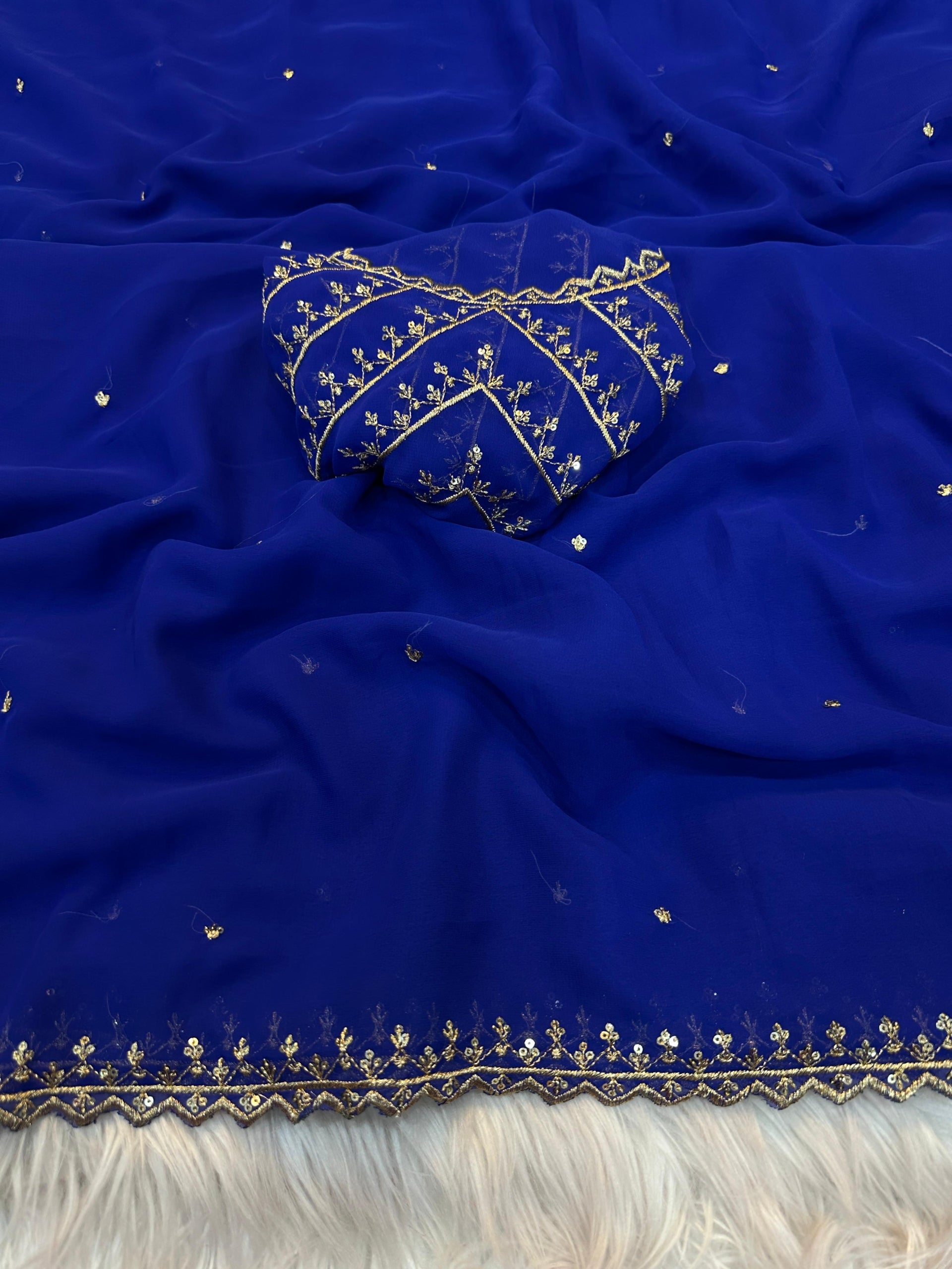 Pure Soft Georgette Saree With Premium Embroidery Work &amp; Fancy Blouse