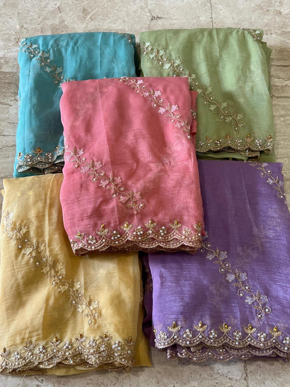 Soft Crunchy Designer Saree with Contrast Blouse