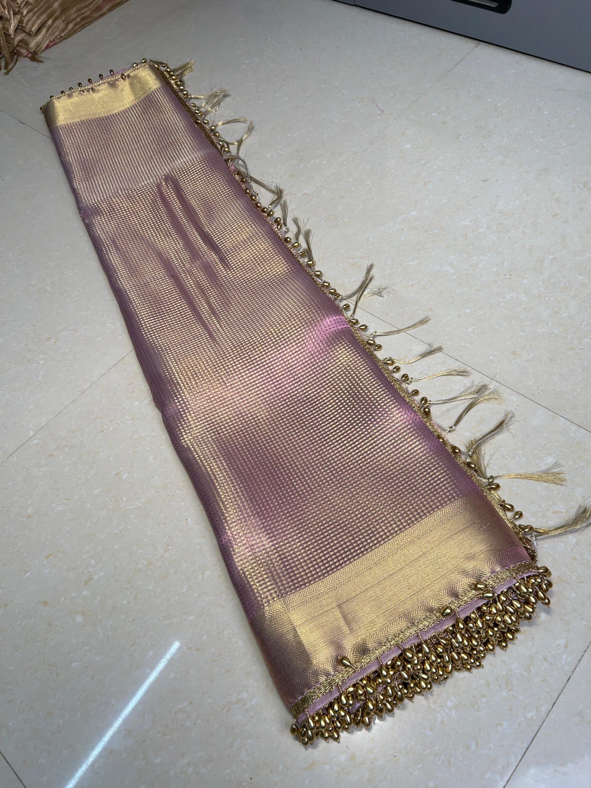 Premium Banarasi Tissue Silk Saree with Lace Border