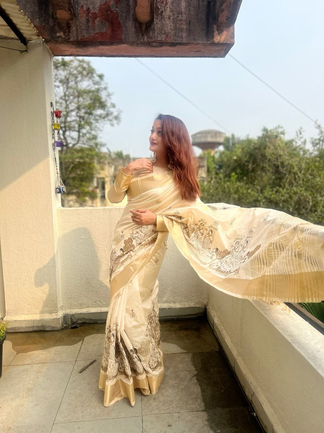 Cream Shade Premium Tussar Silk Sarees