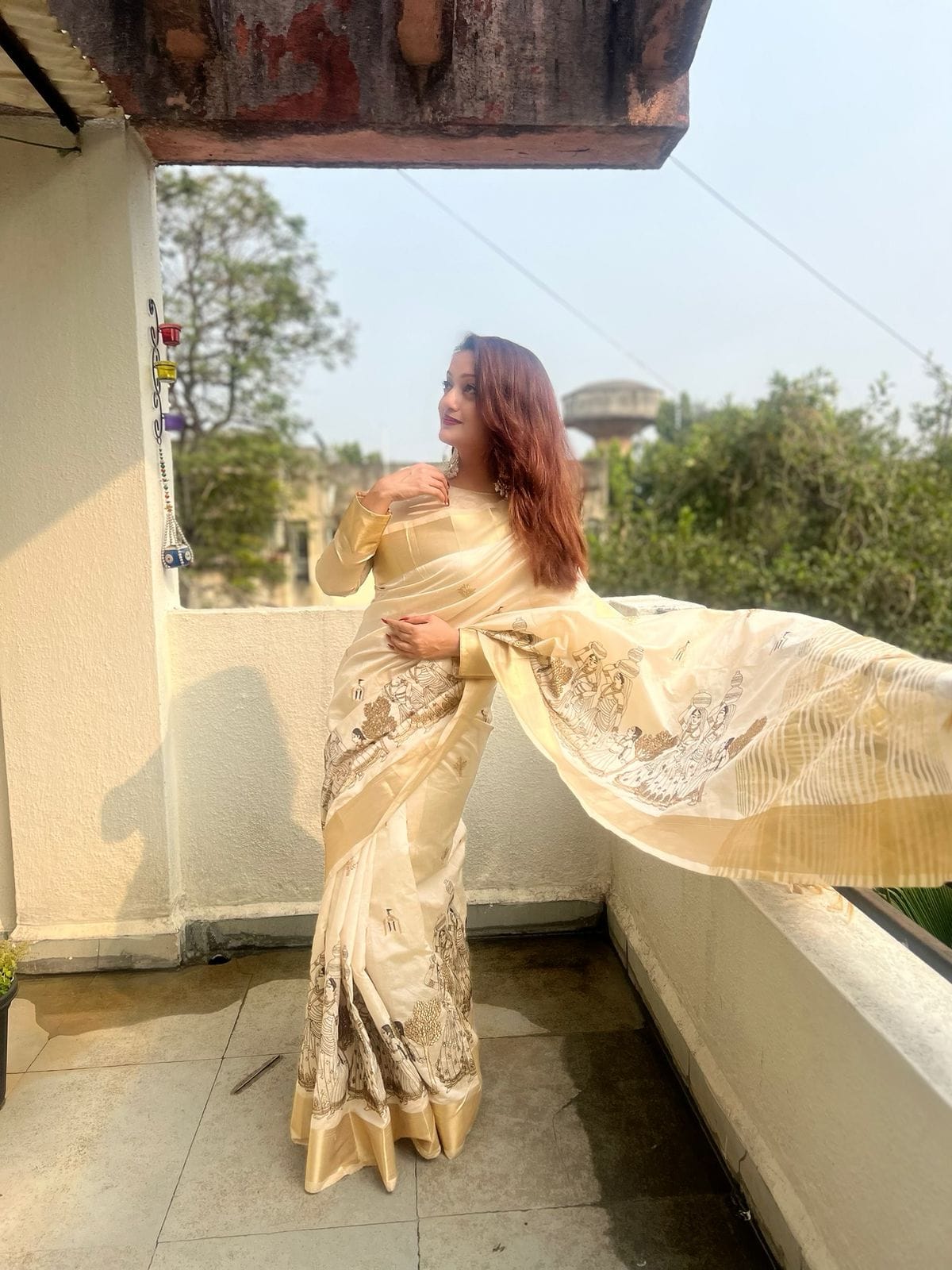 Cream Shade Premium Tussar Silk Sarees